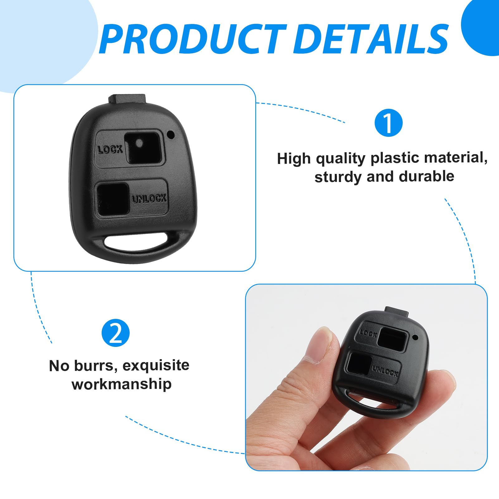 1neiSmartech Scocca Guscio Cover Telecomando 3 Tasti Ricambio Compatibile Toyota Corolla Rav4 Celica Prius Chiave Completa Di Guscio E Lama - Foto 6