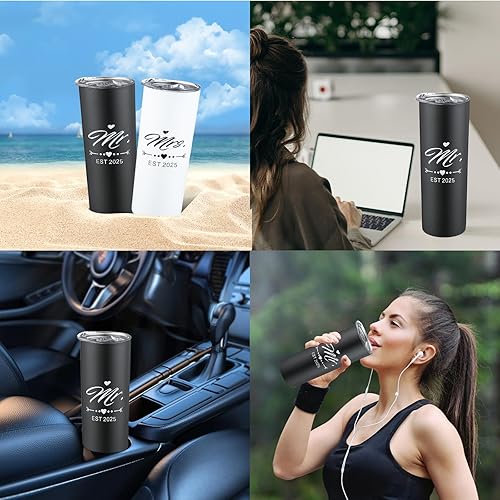 Miniatura 3 de DHQH Mr and Mrs 2025 - Juego de vasos de compromiso, regalos de boda para parejas, esposa, esposo, novia para ser recién comprometidos, vaso de