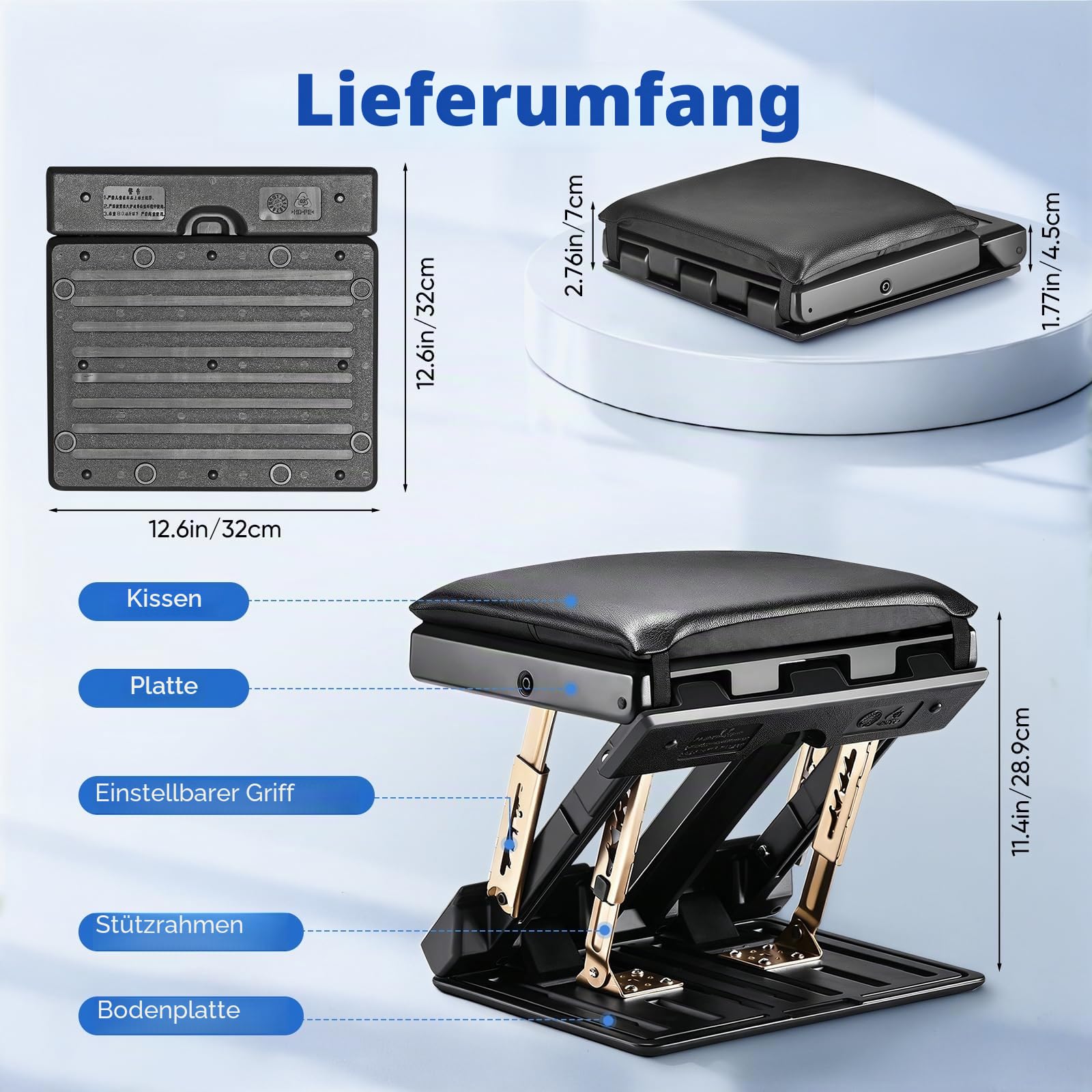 Fußstütze für Büro, Fussstütze Unterm Schreibtisch mit 4 Einstellbaren Höhen und 4 Einstellbaren Neigungswinkeln, Lindern Bein Knie und Rückenschmerzen, für Büro und Bürozubehör zu Hause