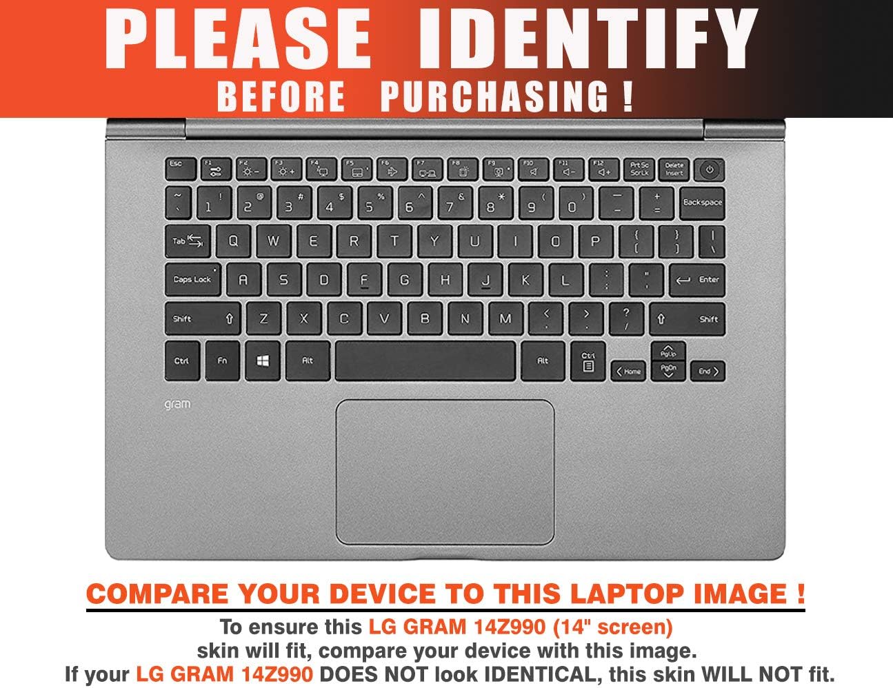 Decalrus - Protective Decal for LG Gram 14Z990 (14" Screen) Laptop Silver Texture Brushed Aluminum Skin case Cover wrap BAlgGram_14z990Silver