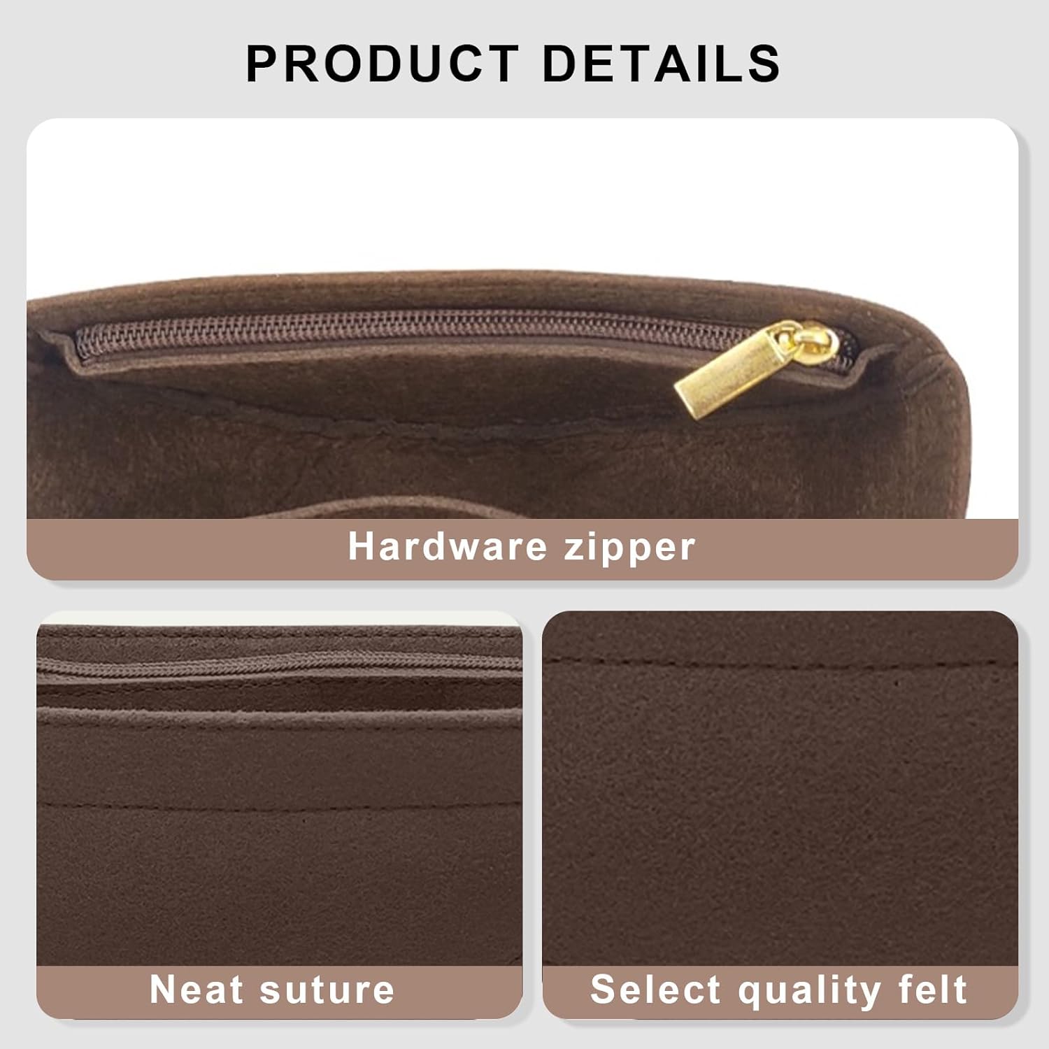 Lckaey Purse Organizer for Loop Hobo Bag Organizer Insert - 2mm Felt Bag Liner Handbag Insert Y096-coffee