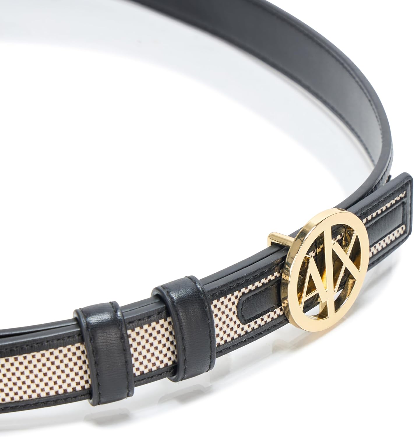 Armani Exchange Women's Rattan Circle Plate Belt, Black, 38 - Image 3