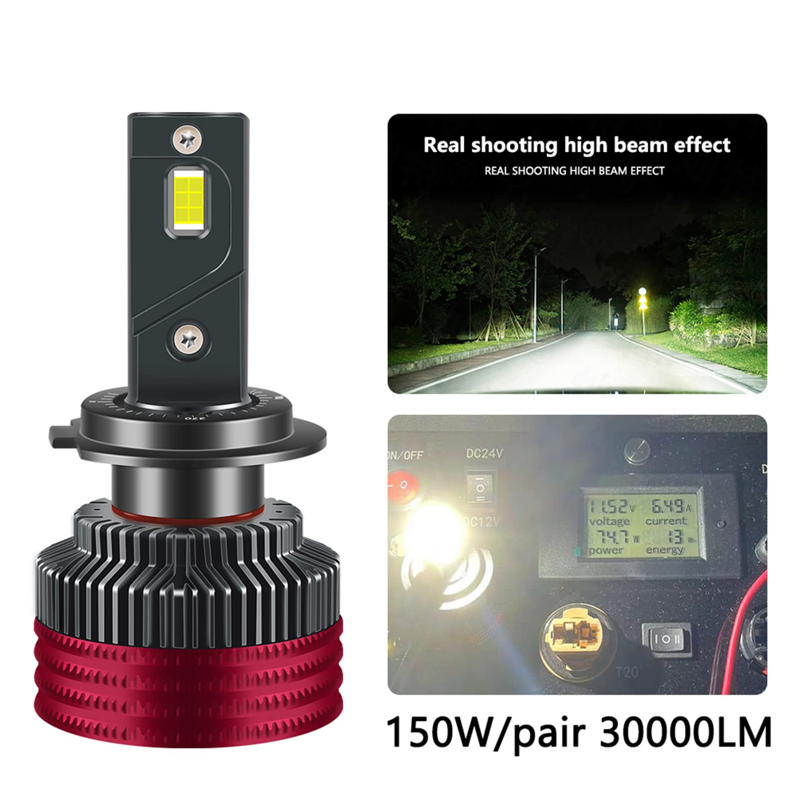 Bombillas LED Para Faros Delanteros, LED De Brillo De Haz Alto Y Bajo Bombillas Para Faros Delanteros De Haz Alto Y Bajo 6000K Blanco Frío, IP68 A Prueba De Agua, Paquete De 2,H4