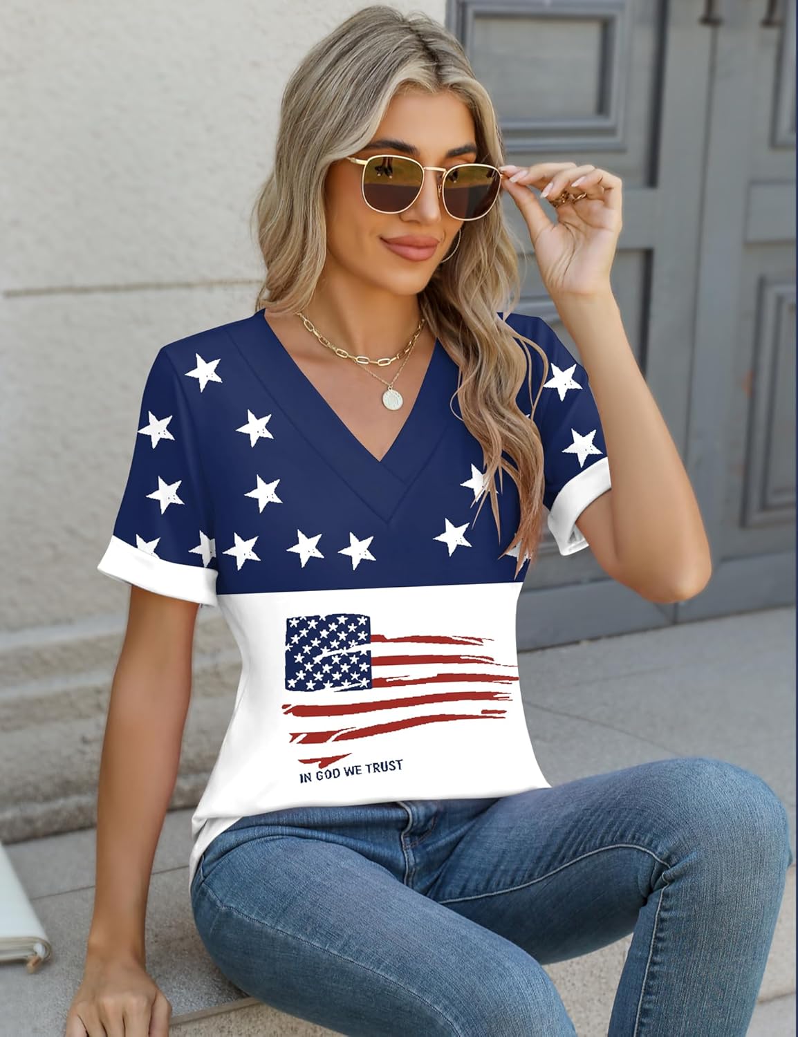 Rapbin T Shirts for Women Short Sleeve V Neck Tshirts Loose Fit Lightweight Soft Casual Summer Spring Tee Tops - Image 5