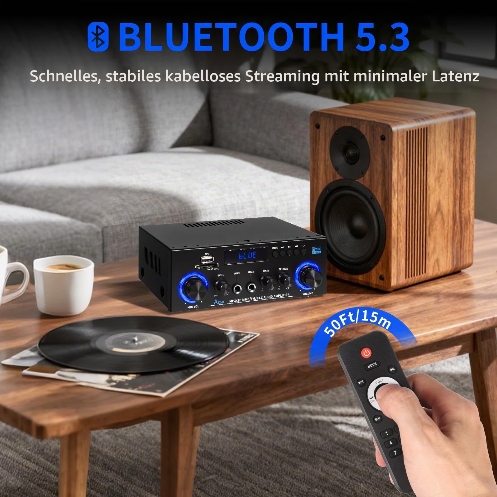 HiFi-Verstärker mit Bluetooth 5.3 Stereo 1000 W