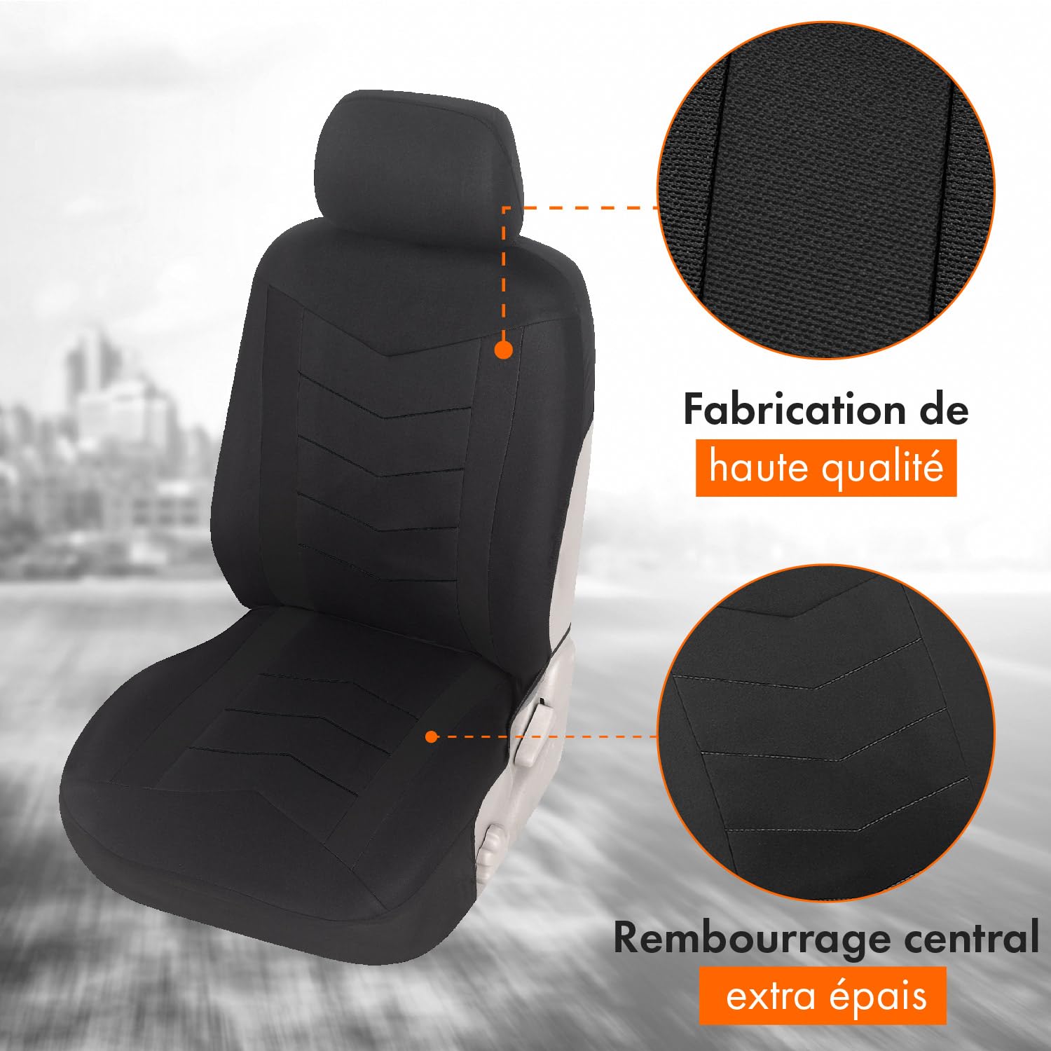 upgrade4cars Housse de Siege Voiture Universelle Noir | Ensemble de Housses Siège Auto Universel | Couvre Sieges pour Avant et Arrière