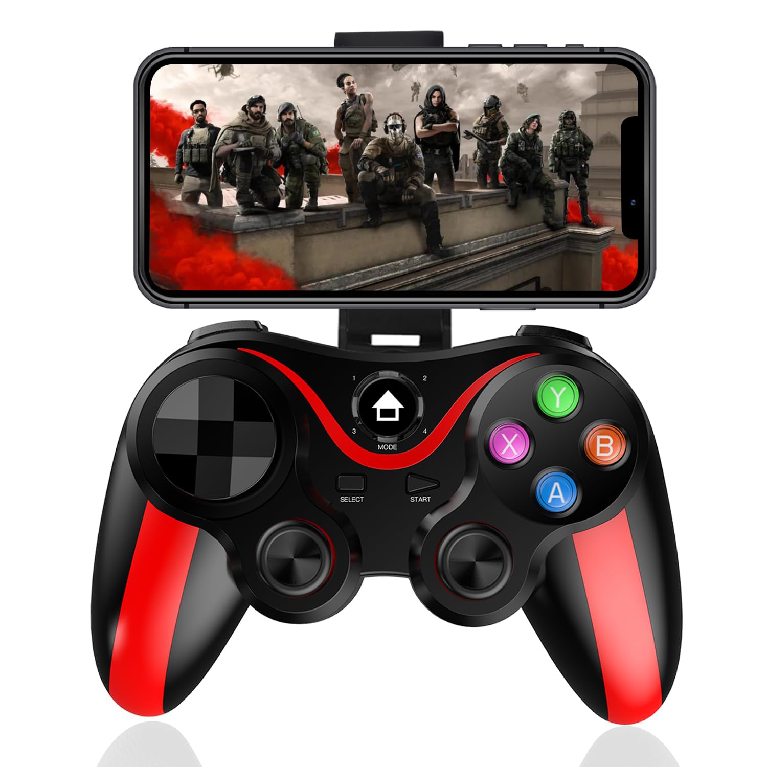 Controller wireless per iPhone, Megadream MFi Bluetooth, gamepad joystick per iOS/Android, iPhone 15 14 13/Mini/Pro Max/12/11, per Samsung Galaxy, Nokia, OPPO, Google, riproduzione diretta, rosso