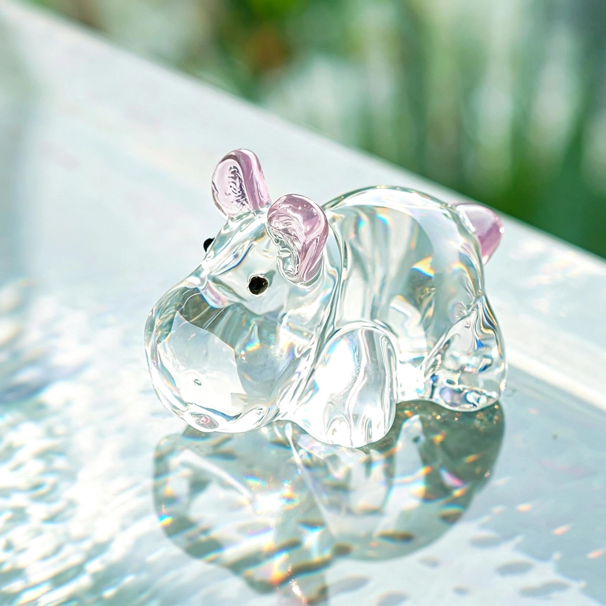 2.8inch Crystal Hippo Figurines Collectibles Glass Animal Gifts For Women
