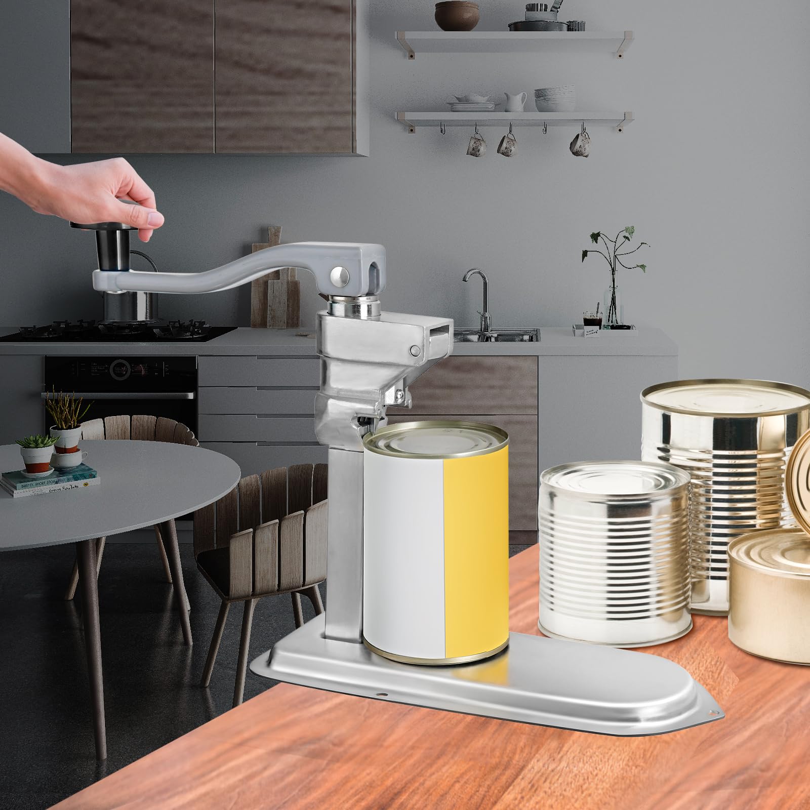 VEVOR Profesjonalny ręczny otwieracz do puszek do puszek o wysokości do 30 cm 6 sztuk/min otwieracz do puszek ze stali nierdzewnej regulacja 20 cm ergonomiczny uchwyt łatwe otwieranie bezpieczne
