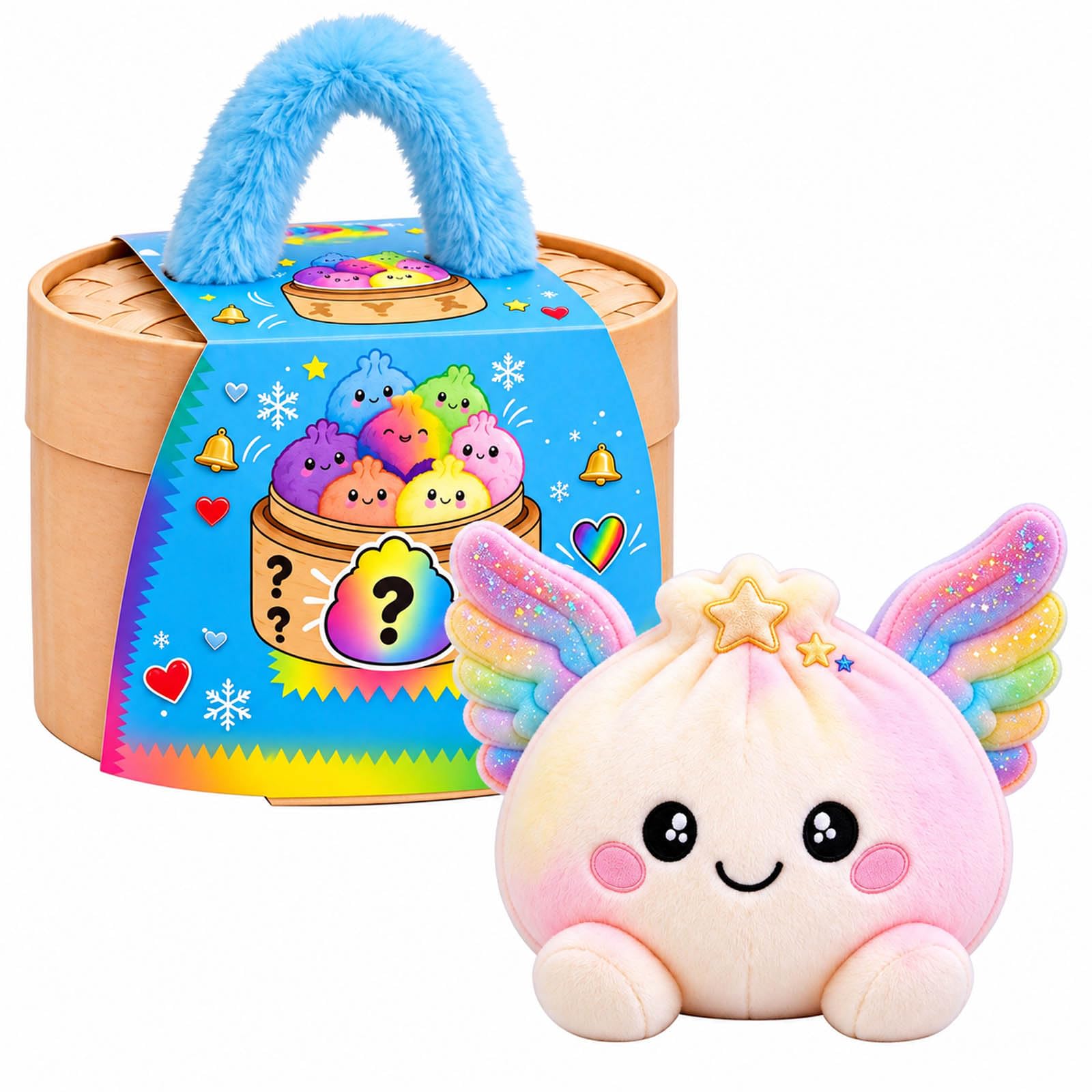 Christmas Plush Dumpling Cushion, Cute Soft Stuffed Bun with Steamer Gift Box, Squeeze & Stretch for Stress Relief, Cosy Desk & Home Decor (B) — image 1
