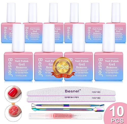 Miniatura 8 de Removedor de esmalte de uñas de gel (paquete de 3)  Removedor de esmalte de gel profesional no irritante rápido y fácil, kit de herramientas de