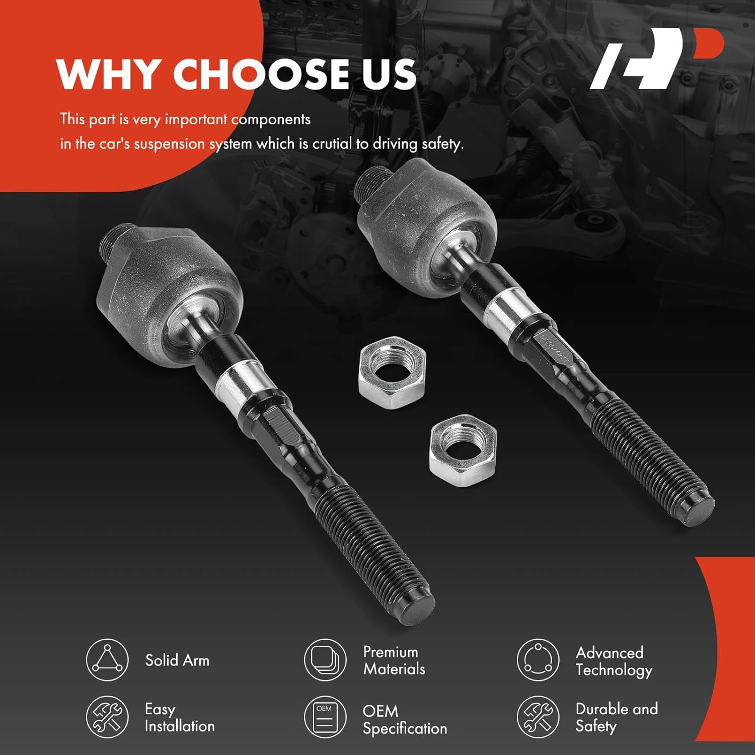 A-Premium 2 x Front Inner Tie Rod Ends, Compatible with Infiniti G25 2011-2012, G37 2010-2012, Q40 2015-2015, RWD