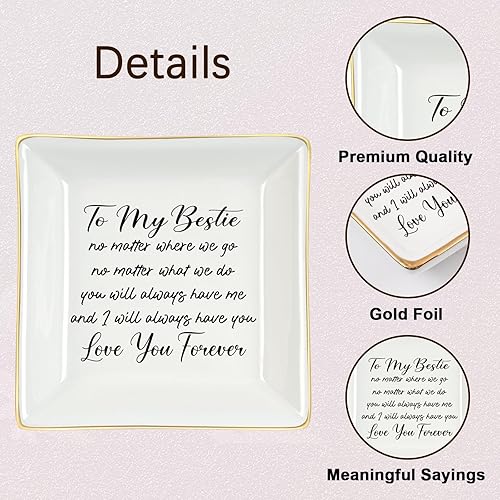 Miniatura 6 de Homlouue Best Friend Present for Women, To My Bestie Ring Dish, Friendship Going Away Gifts for Friends, Birthday Gifts for Women Bestie, Sister