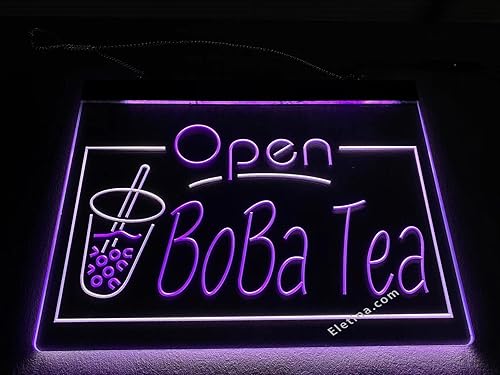 Barra de luz de neón muestra té de Boba té. abierto. té de leche de burbujas St6-i4031 lámpara neón como letreros LED para decoración de pared