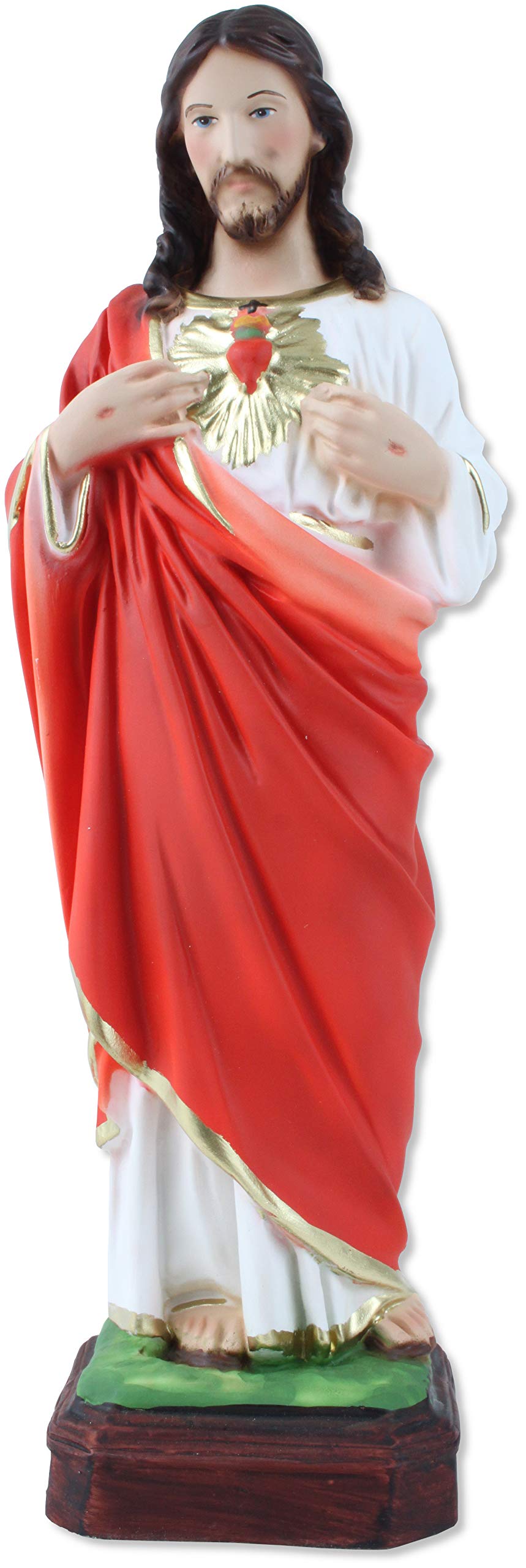 Proposte Religiose Statua del Sacro Cuore di Gesù in Resina. Altezza cm 30. Dipinta a Mano.