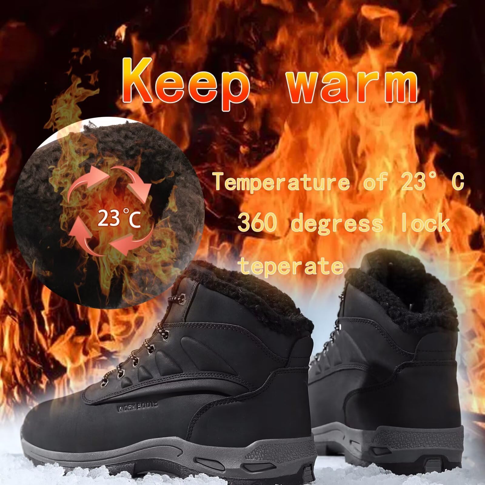 CYKYGGO Stivali Invernali Uomo Caldo Scarpe da Neve Caldo Impermeabile Antiscivolo Scarponcino Trekking