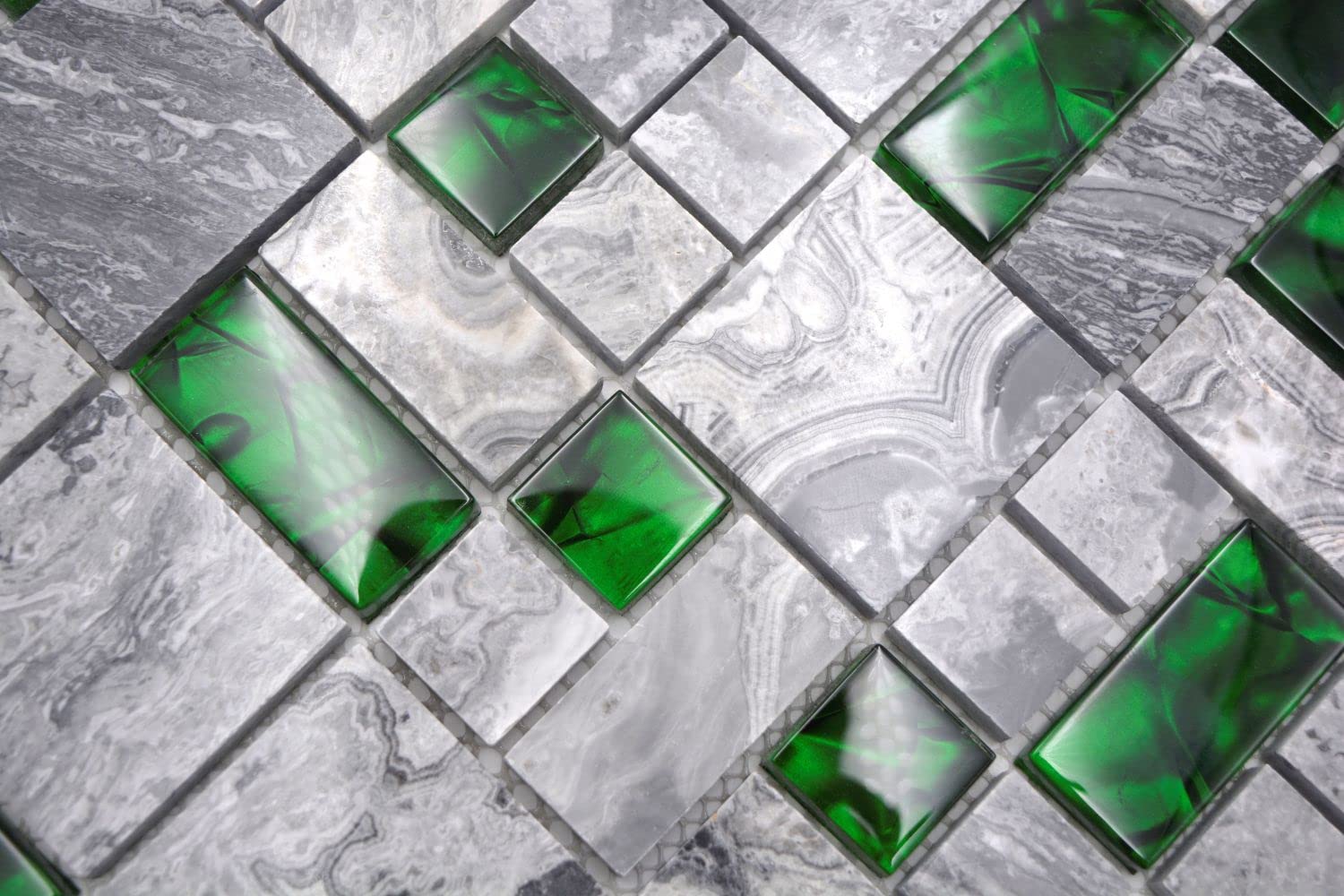Mosaico in vetro naturale grigio con verde lucido da parete pavimento cucina bagno doccia mosaico mosaico pavimento