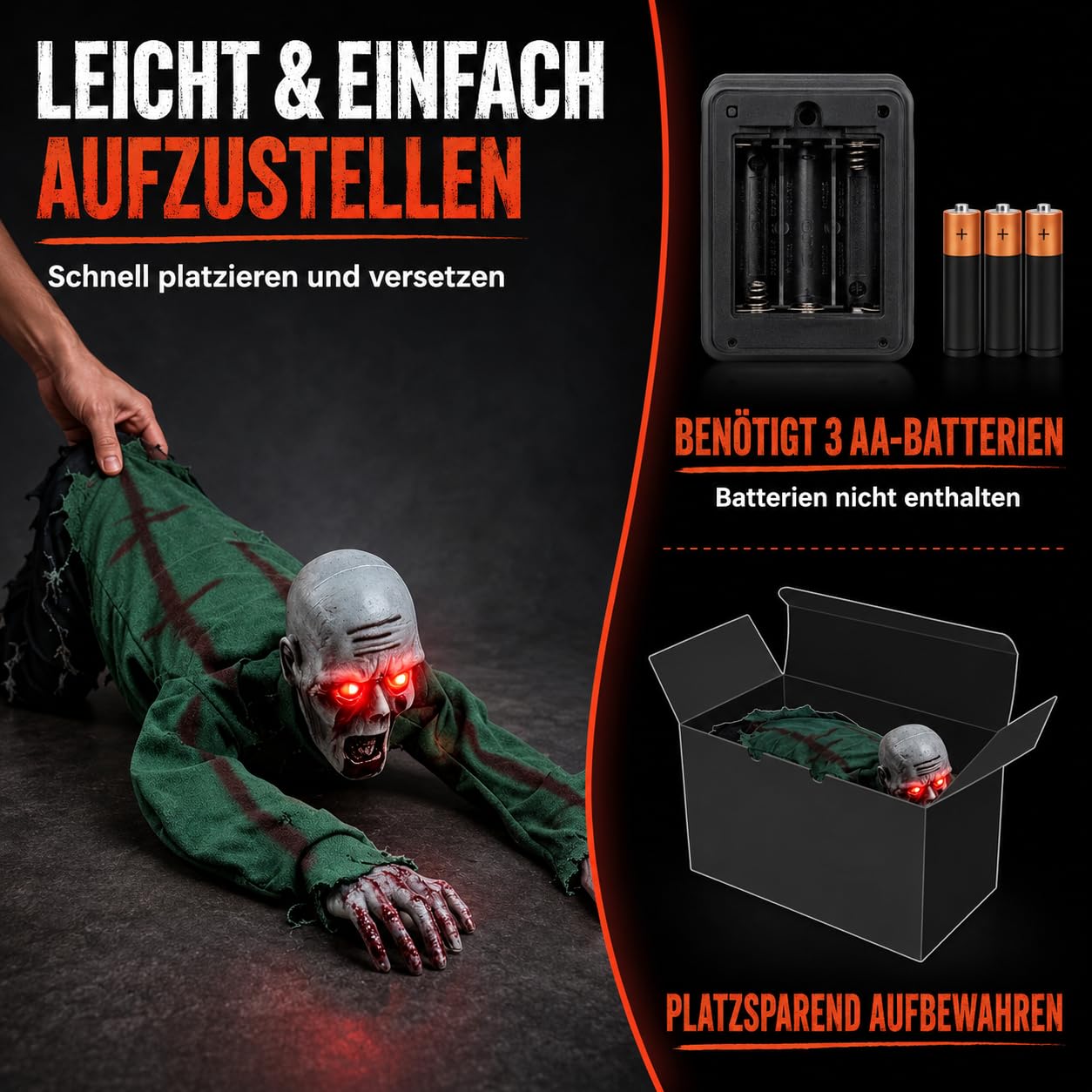 Generisch Elektrischer Halloween-Zombie, Gruselige Halloween-Dekoration für drinnen draußen (C)