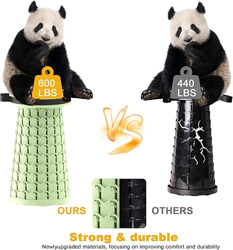 Miniatura 5 de ALEVMOOM Taburete plegable telescópico mejorado con cojín, taburete plegable con impresión, asiento plegable retráctil portátil, carga máxima de 600