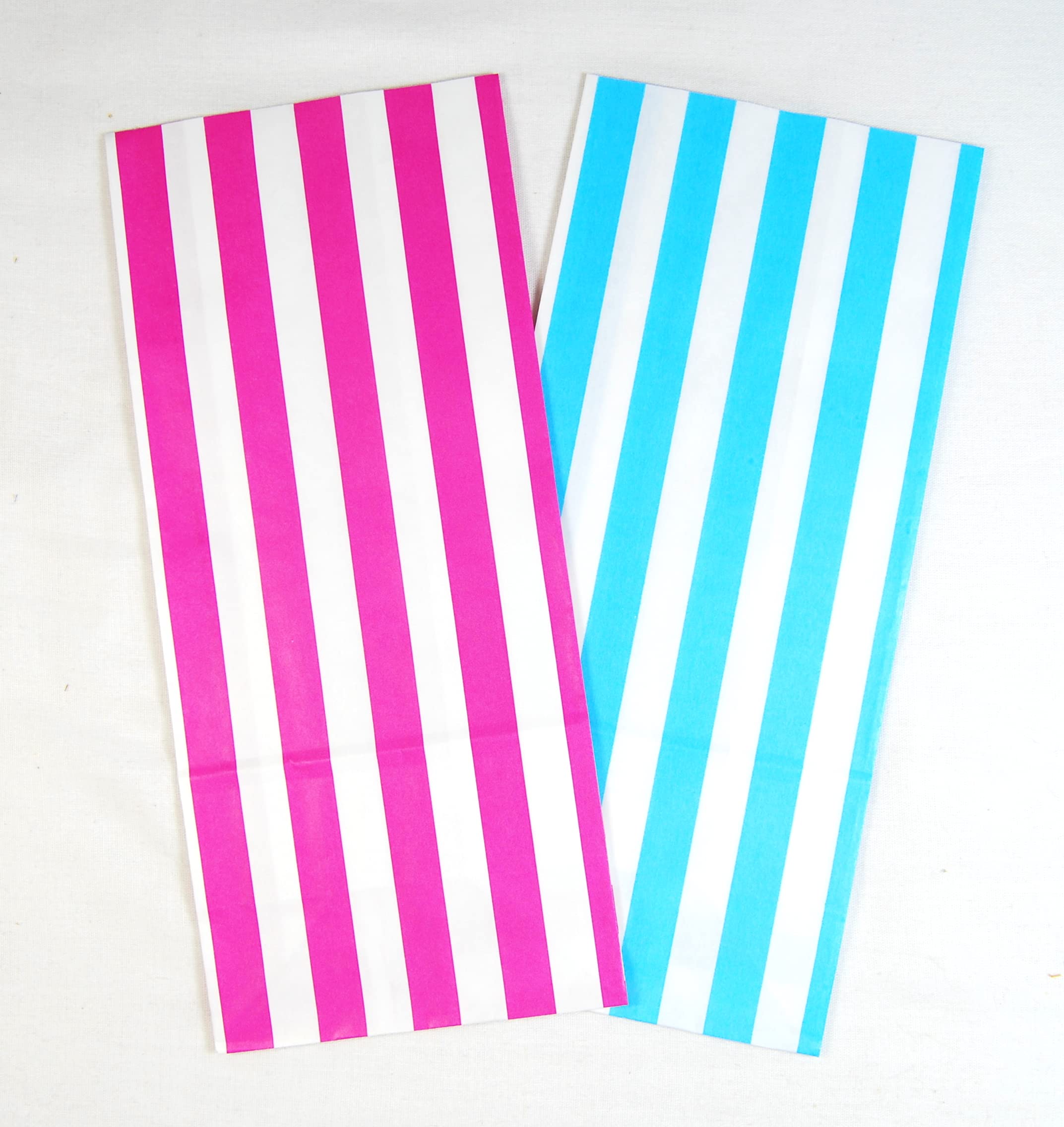 celloexpress 11cm x 24cm Paper Stripe Design Pick N Mix Candy Sweet Bags - Wedding Favour Cake Party Bags (Pink & Blue Stripes, Pack of 500)
