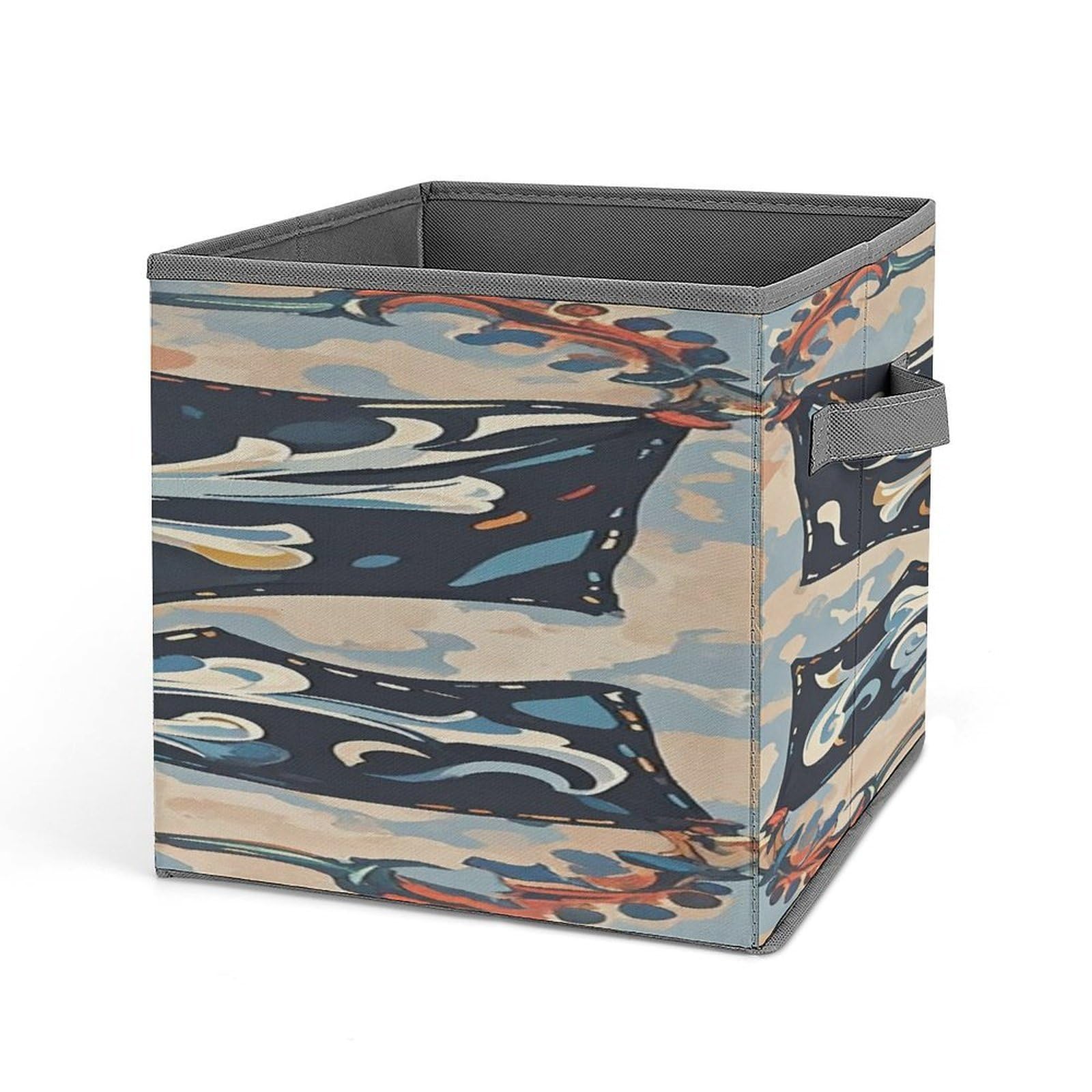 LZQPOEAS Pirate Flag Skull Storage Bins with Handle Large Capacity Stackable Cube Storage Bins Sturdy Fabric Closet Organizers for Shelves Decorative Foldable Storage Boxes