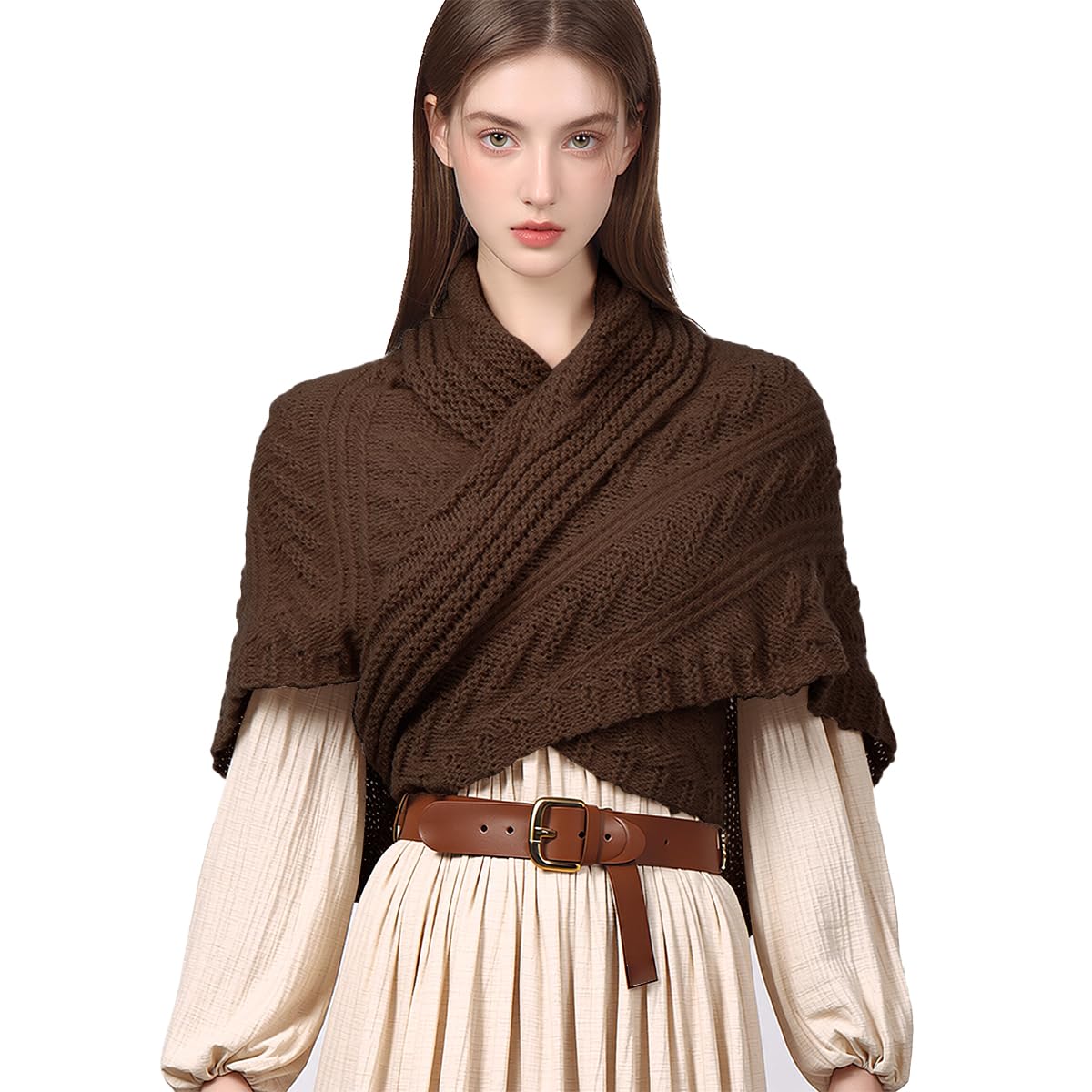 CAMDOM Bufanda Calida de Invierno Para Mujer Medieval Vintage de Punto Acogedora Chal Regalo Para el Dia de la Madre Sueter Triangular Bufanda