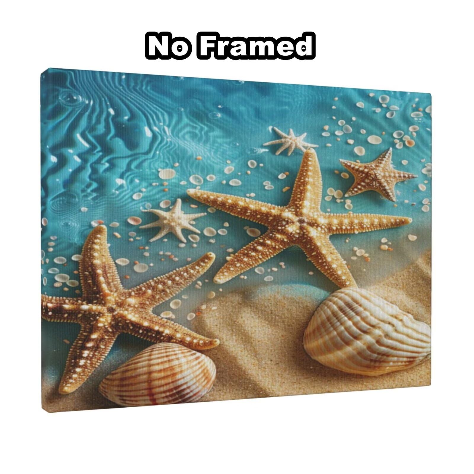 Kit per pittura con numeri per adulti, spiaggia, stella marina, pittura con numeri per principianti, pittura acrilica con 6 pennelli, pittura ad olio per decorazione da parete (100 x 75 cm, senza