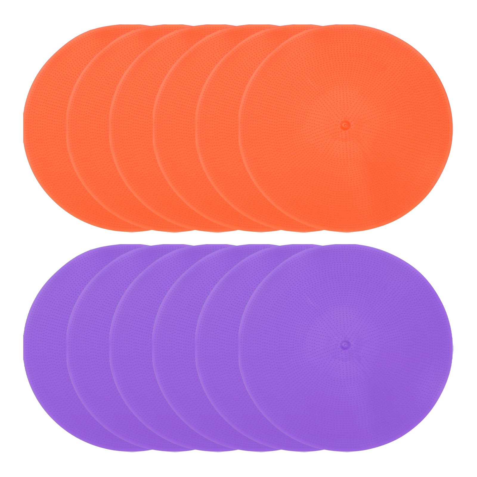 PATIKIL Marqueurs Au Sol 9 Pouces, 12 Pcs Points Anti-Dérapants Marqueurs rapidité Cônes Plats Poly Points pour Gym EPS Vitesse Entraînement Danse Football Basketball Sports, Orange/Violet