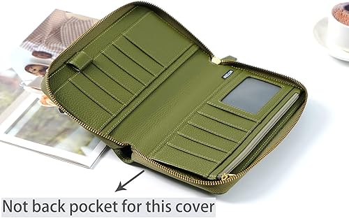 Miniatura 6 de Moterm Funda de cuero con cremallera para semanas, se adapta a planificadores Hobonichi para semanas, mega cuadernos (granizado-oliva)