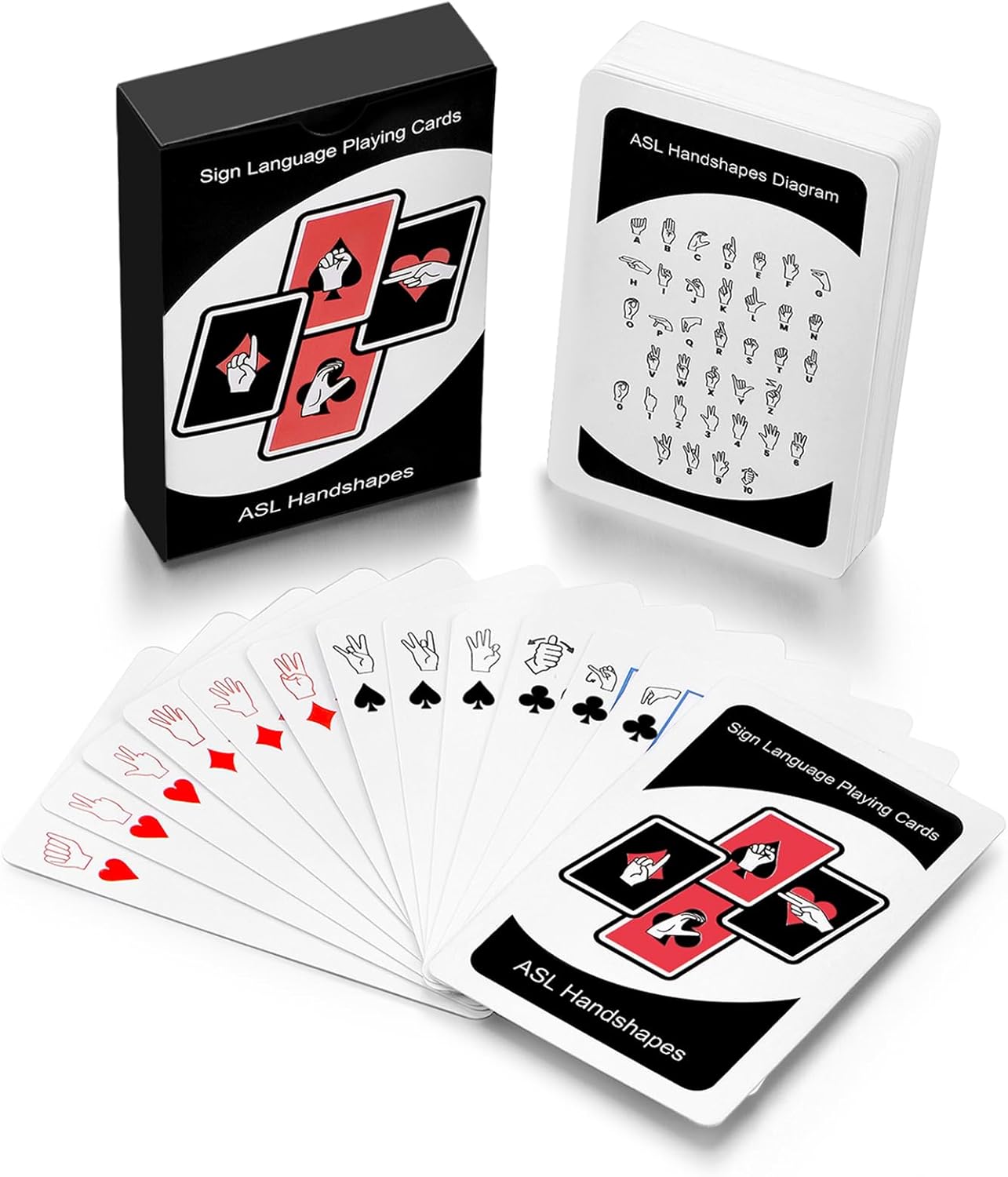 American Sign Language Flash Cards & Playing Cards – 2-in-1 ASL Learning Card Game, 54-Card Deck with Jokers, Visual Sign Guide for Beginners, Home Learning & Language Practice