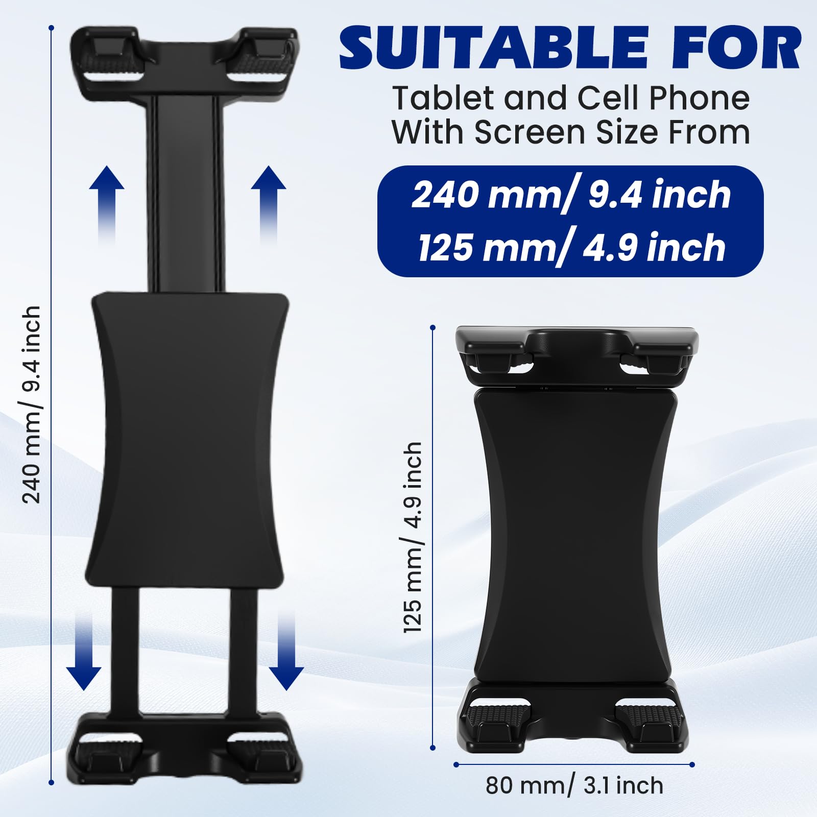 Supporto Tablet Auto Universale a Ventosa, Porta Tablet Regolabile 360° per Parabrezza, Compatibile iPad 10/11/Mini/Pro, Samsung Galaxy, 4,7-12,9 Pollici