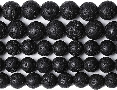 60 cuentas sueltas de piedra natural negra volcánica chakra espaciador de lava para hacer joyas, pulseras de bricolaje