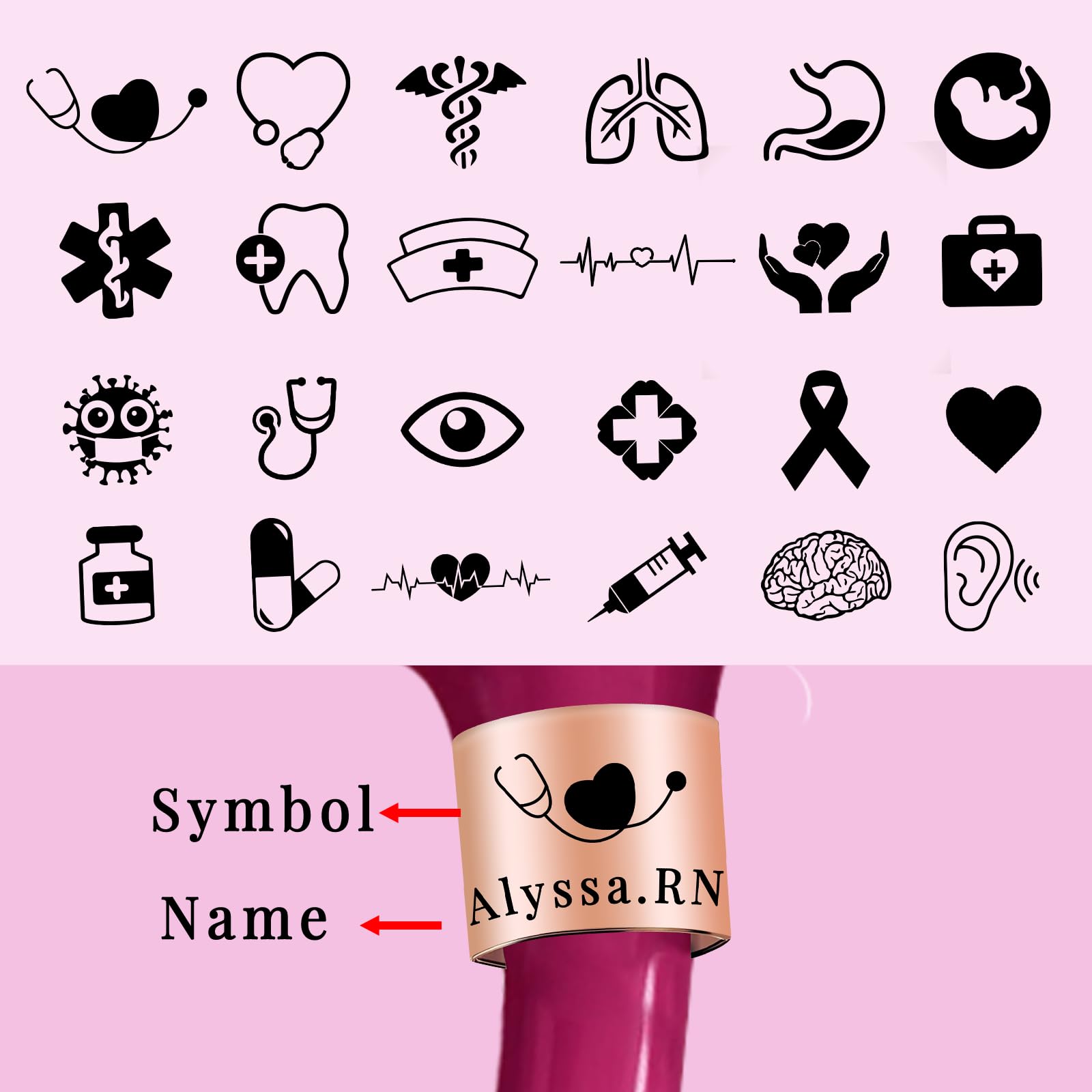 Stethoscope Name Tag Personalized, Custom Stethoscope Charms with ID Tag as Nurses Week Gift for Nurse Doctor Medical Assistant Students