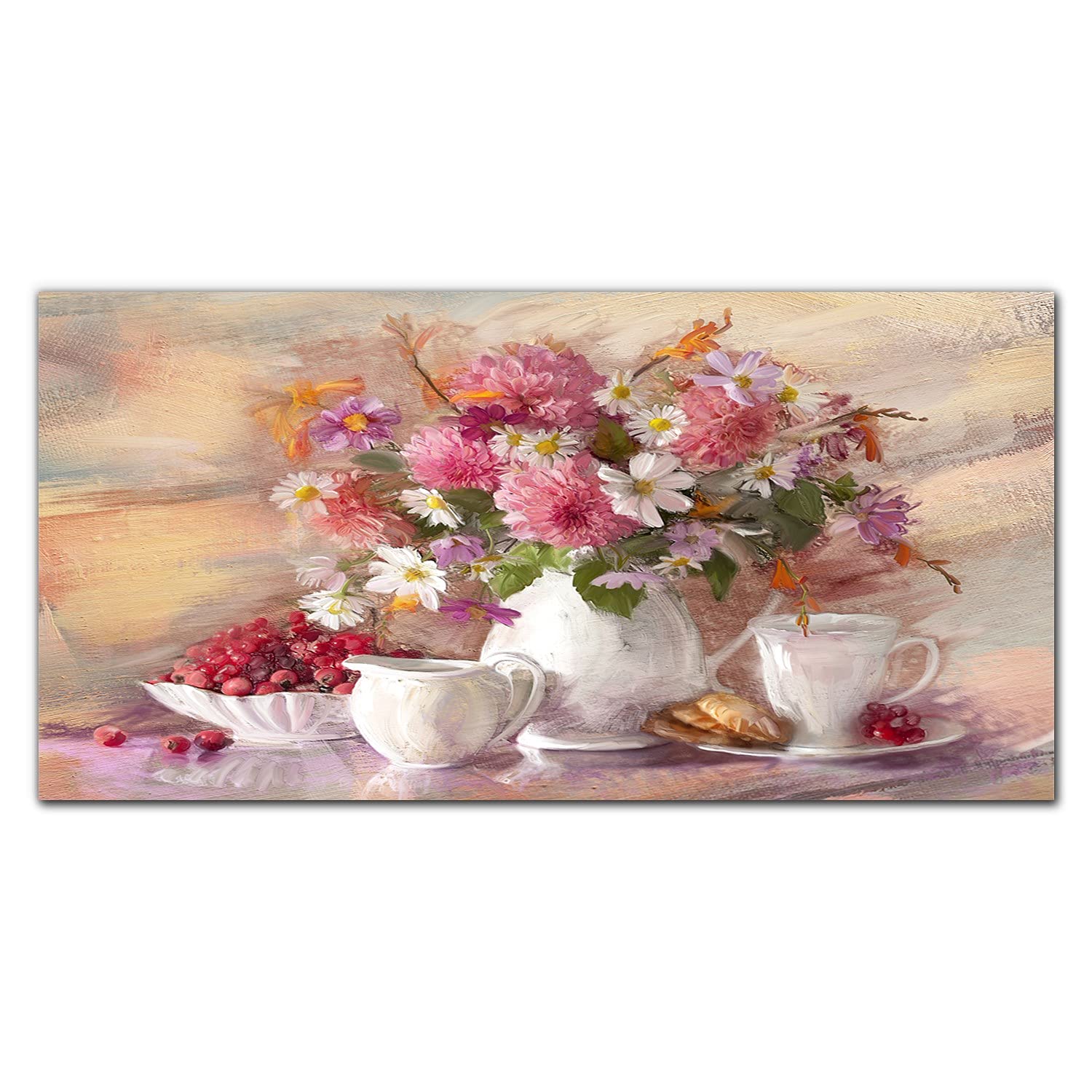 Crédence de cuisine 140x70 cm en verre trempé adhésif motif fleurs