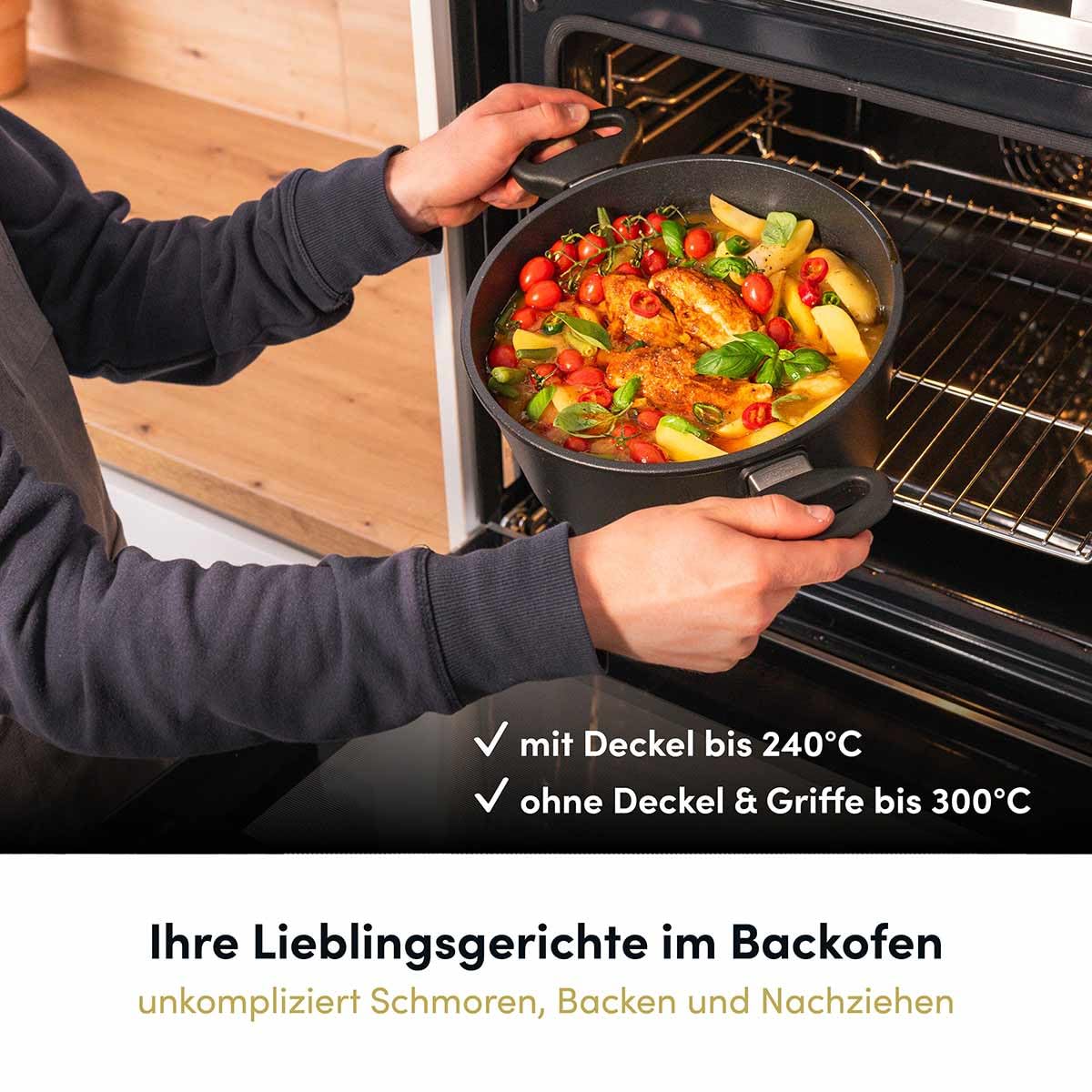 Hoffmann STONIQ Kochtopf Set, Antihaftbeschichtet, PFAS-frei, Induktionsgeeignet, Backofenfest bis 300°C, Topf made in Germany, Kochtopf, Suppentopf (mit Deckel, 20 + 24 cm)