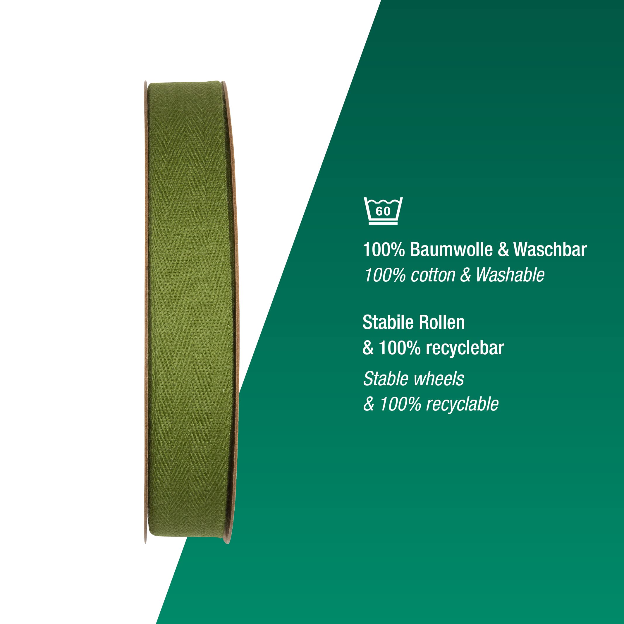Halbach Seidenbänder Cotton Ribbon 20 mm x m, Ribbons for Crafts Sold by The Metre Fabric Ribbon for Decorations Woven Ribbon - Image 4