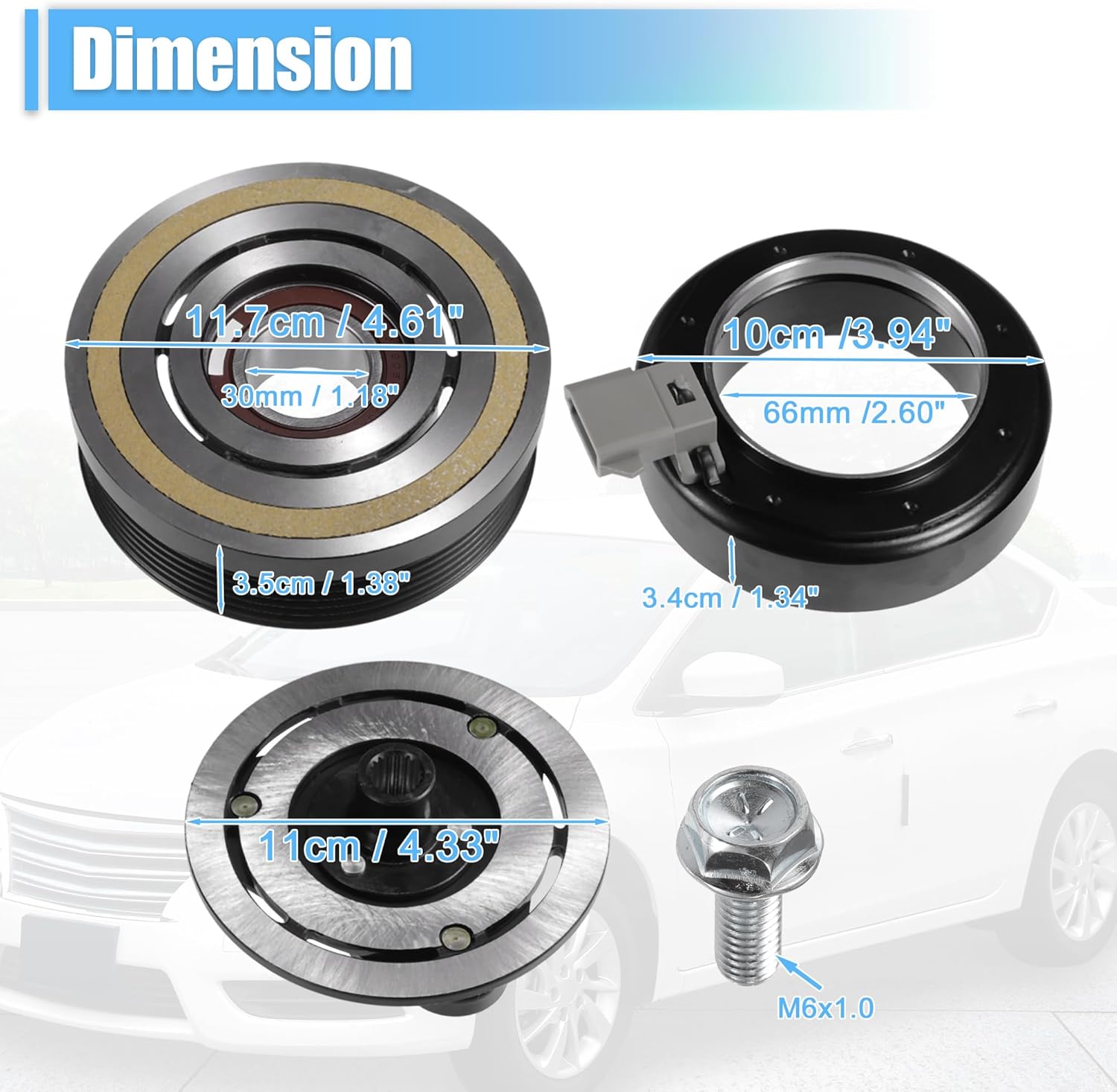 uxcell 1 Set AC Compressor Clutch Kit Replace for FORD F-150 2004 2005 2006 8 CYL 4.6L/5.4L