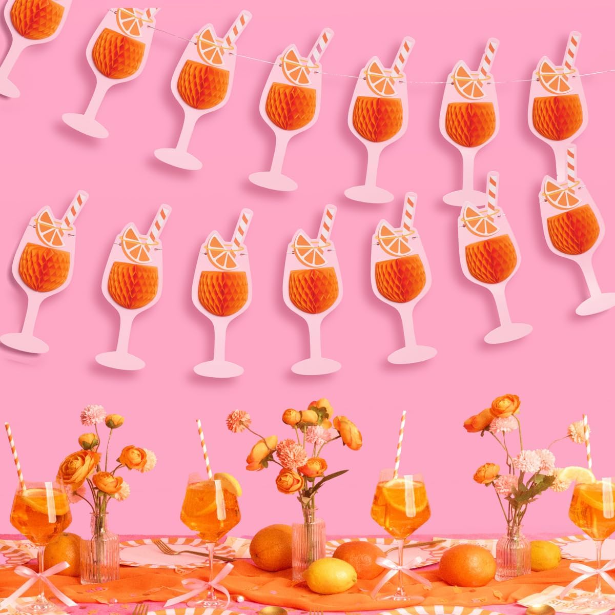 xo, Fetti Spritz Accordion Banner | 39 Inch Party Banner, Last Spritz as a Miss Bachelorette, Just a Spritz Older Birthday, Bridal Shower, Italian Summer, Orange, Pink, Girly
