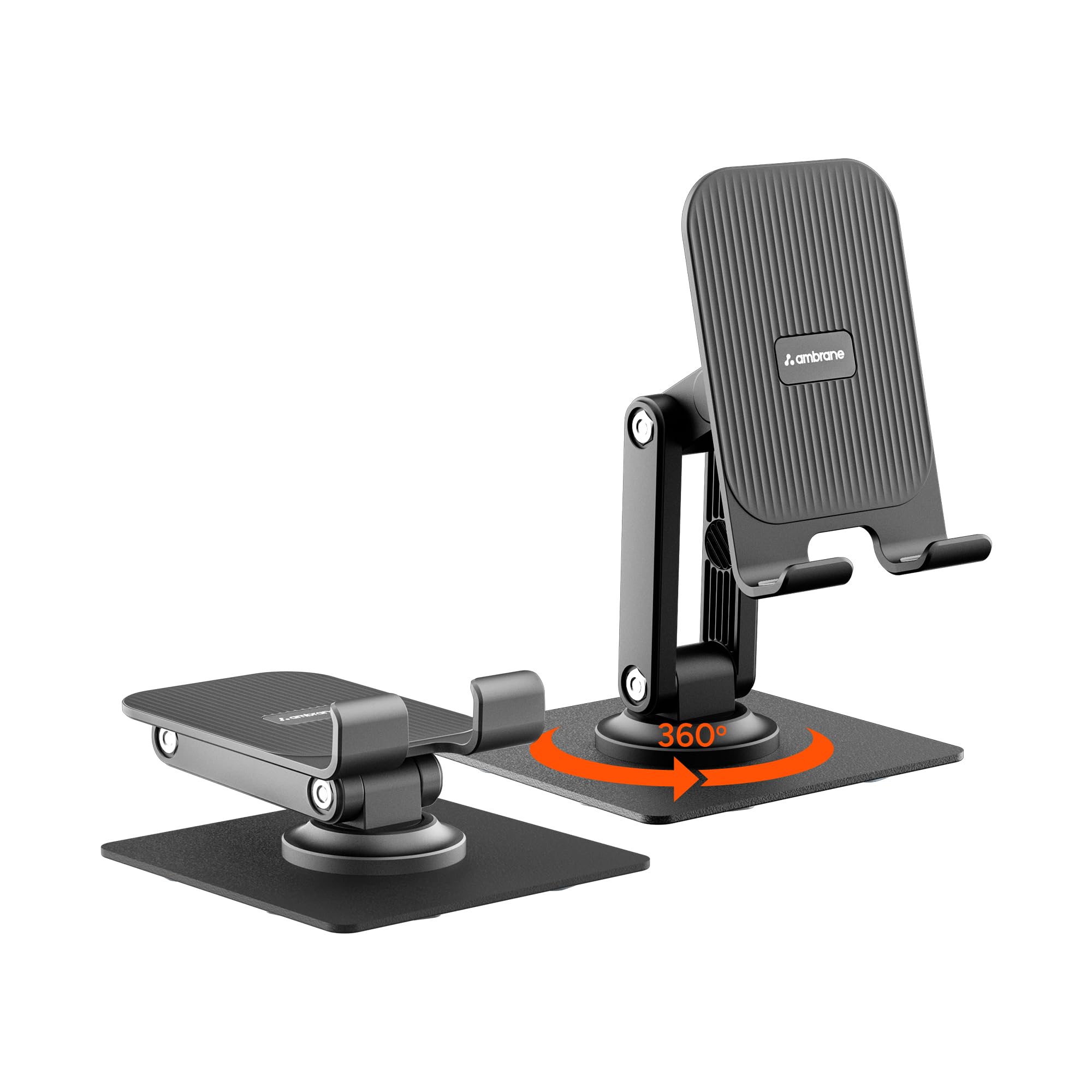 Sponsored Ad - Ambrane 360° Rotation, Foldable Design Mobile Stand with Stable Metalic Round Base, Multiple Height & Angle adjustments Compatible with Smartphones, Tablets, Kindles & iPad (Twistand 360, Black)