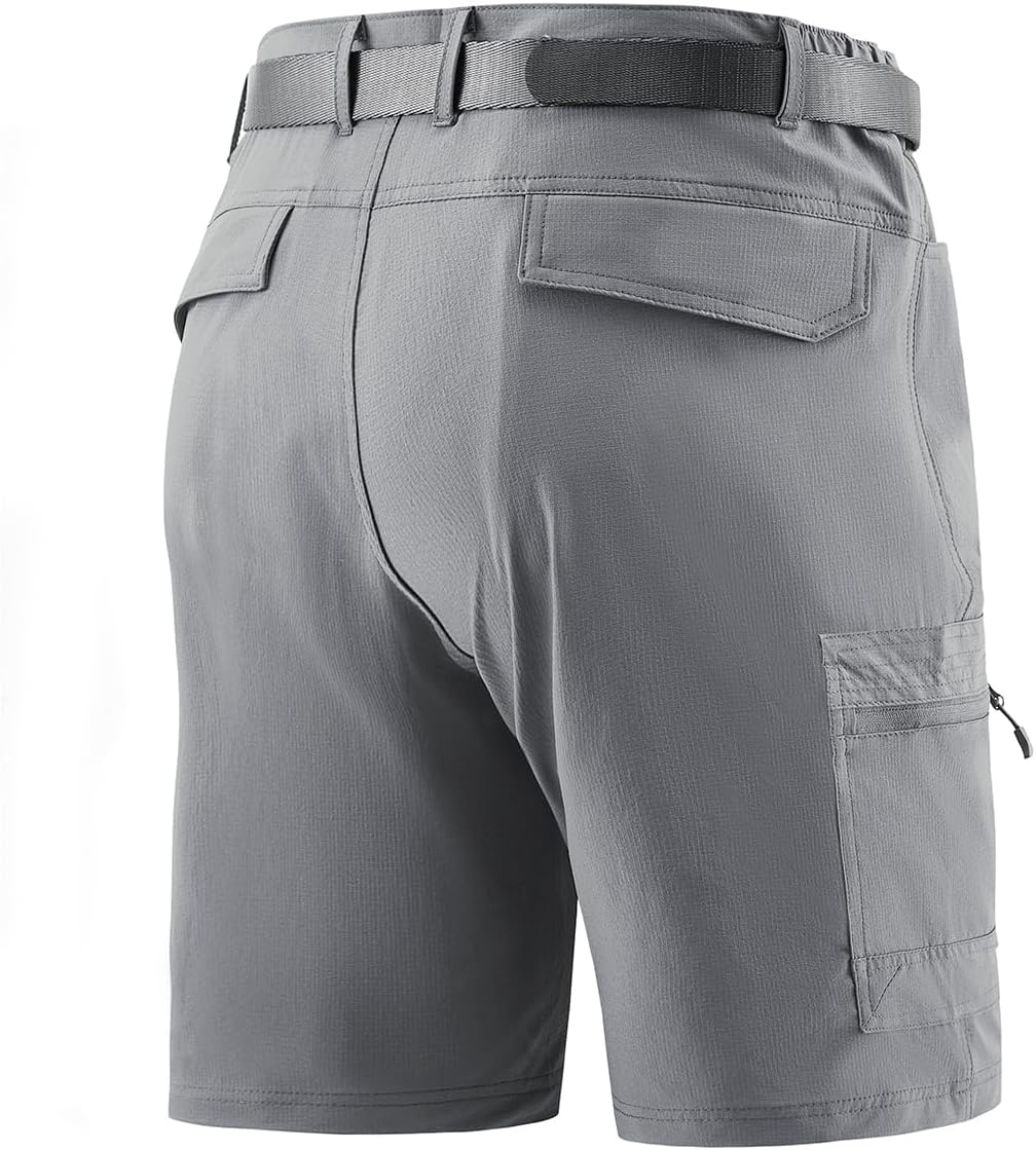 Quick Dry Cargo Hiking Strectchy Shorts Men's Outdoor Summer Causal Work Multi-Pocket Short (No Belt)