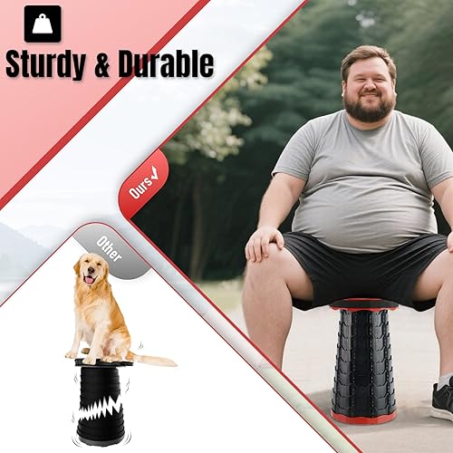 Miniatura 3 de Taburete Plegable Mejorado Engrozado, Taburete Portátil Plegable Retráctil para Pesca, Senderismo, Barbacoa, Fiestas, Actividades al Aire Libre
