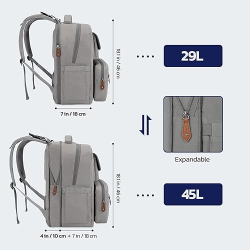 Miniatura 3 de Bolsa de pañales grande, 29L-45L, mochila de pañales expandible para 2 niñosgemelos, con bolsa de botella cruzada extraíble para mamápapá, elegante