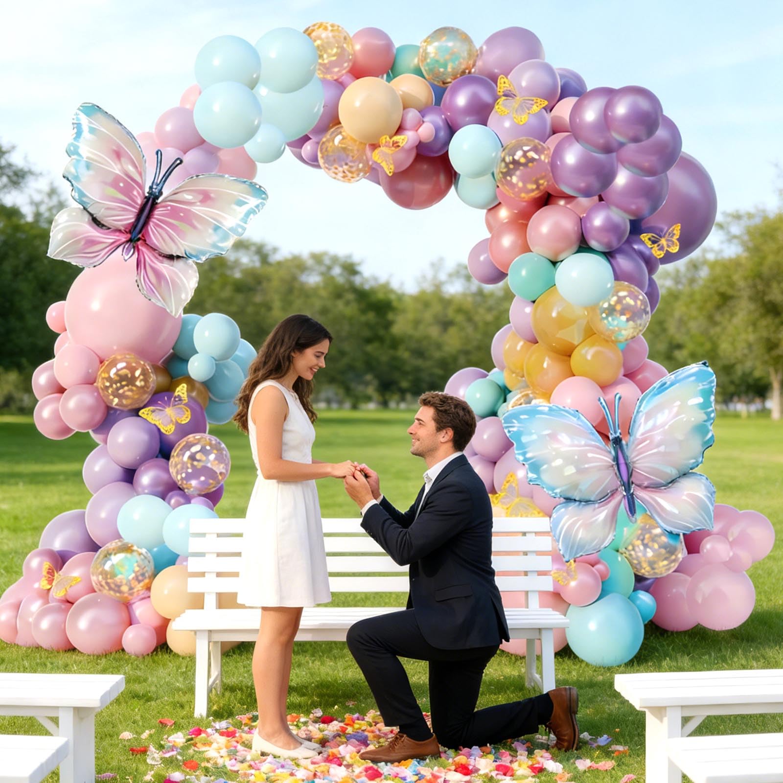 KUKUTrue® Balloon Arch Kit, Spring Butterfly Balloon Set, 103-Piece, Blue & Purple Color Palette, Stylish Spring Decor with Butterfly Accents for Special Moments