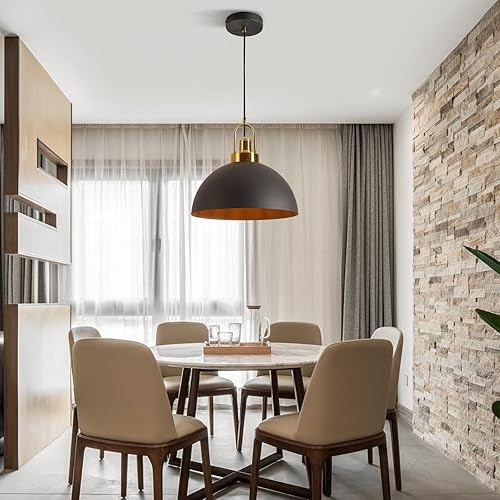 Miniatura 5 de YHANFENGCY Modern Black Pendant Light - 13.58 Inch Diameter - 78.74 Inch Wire Length - Perfect for Kitchen Island, Hallway - Versatile Lighting