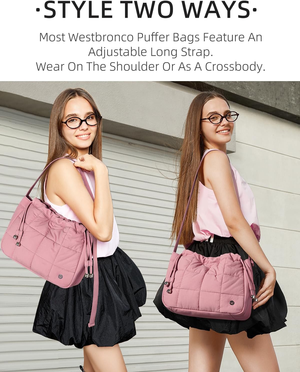 WESTBRONCO Puffer Hobo Bags for Women Puffy Nylon Shoulder Bag, Women's Quilted Handbags with Shoulder Wide Strap - Image 2