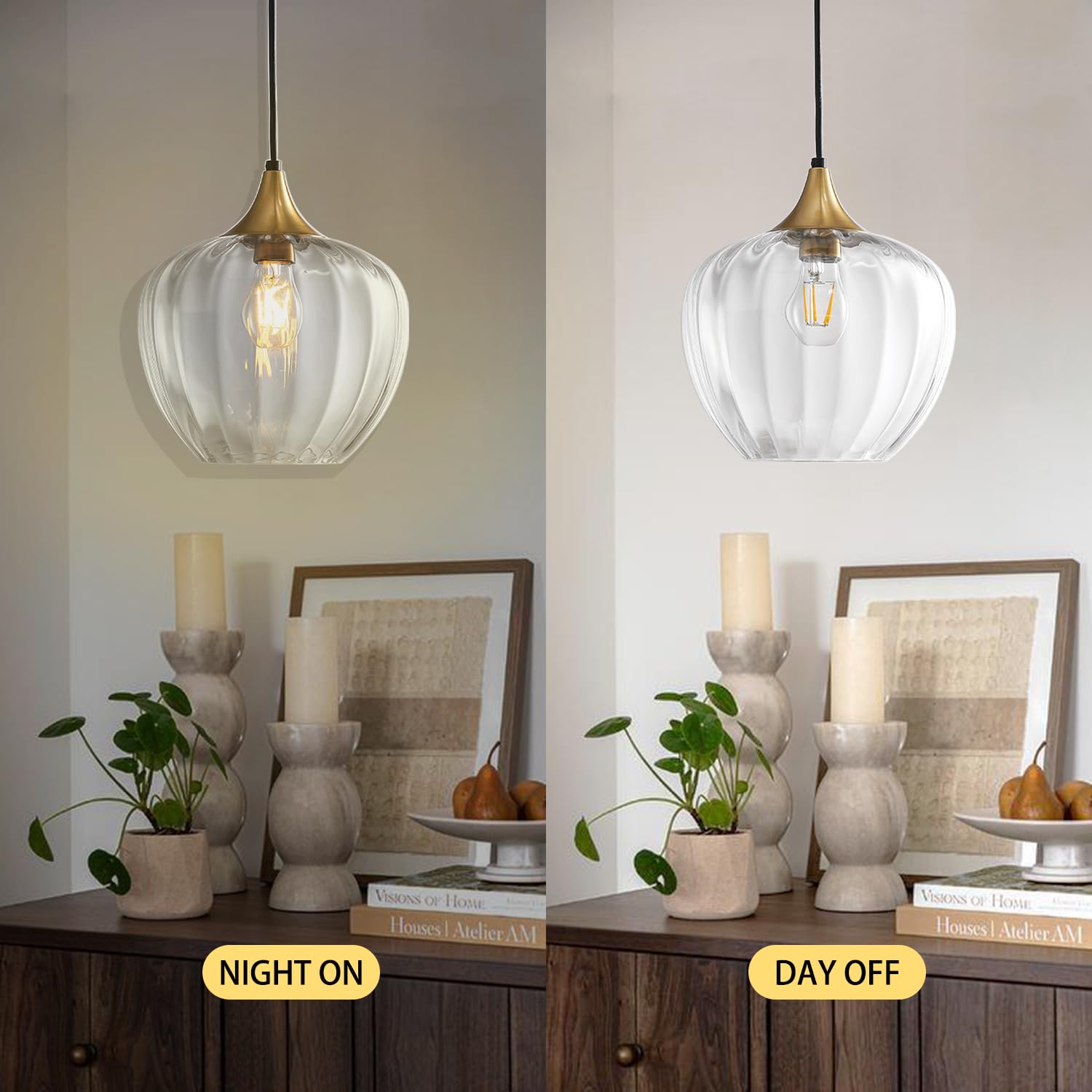 Lámparas colgantes de cristal para isla de cocina, lámpara colgante vintage de 9 pulgadas, accesorios de iluminación de techo, lámpara moderna de oro cepillado para comedor, sala de 5