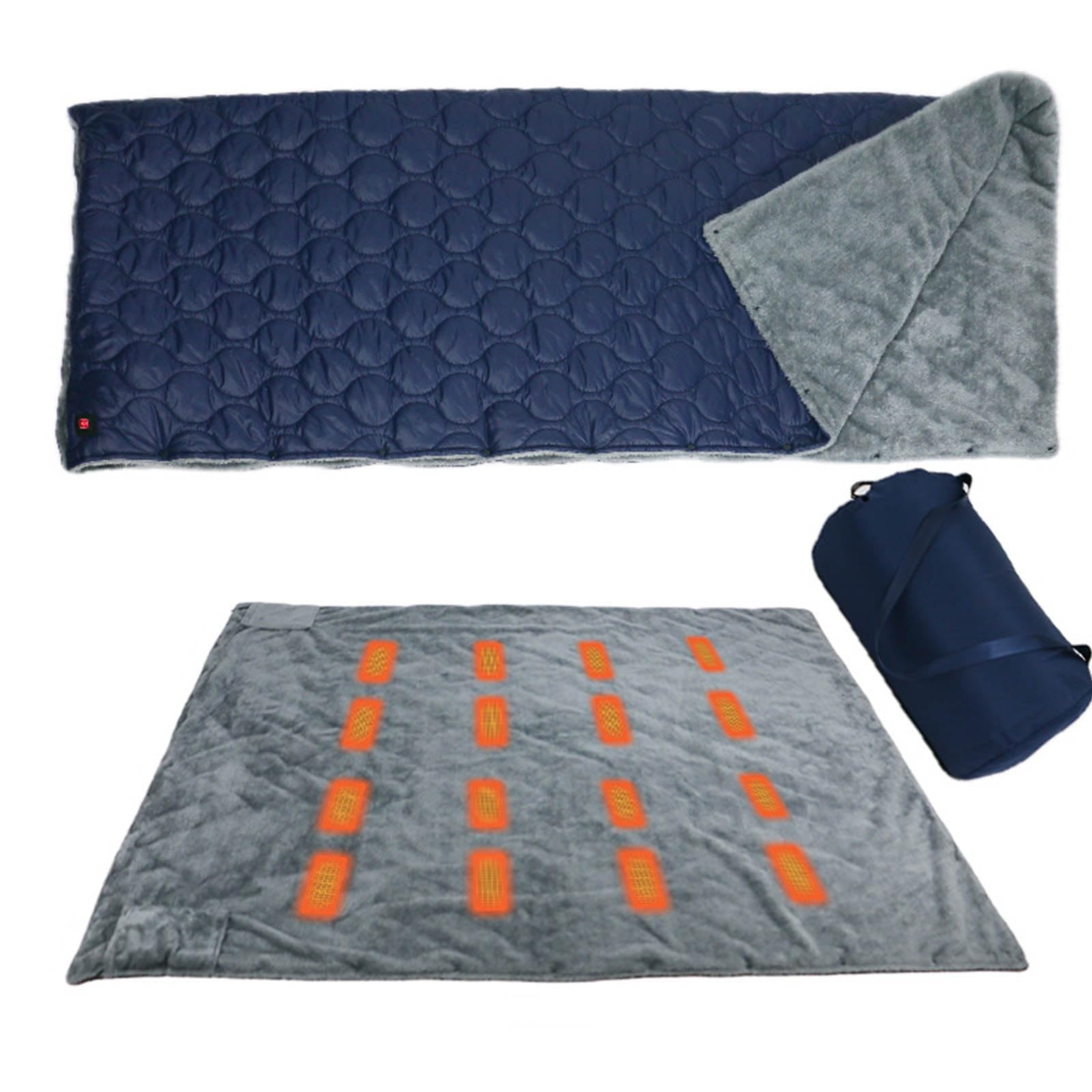 Coperta da viaggio riscaldata tramite USB 180x140 cm 3 Calore regolabile Spegnimento automatico Resistente all ' acqua Compatta per campeggio Zaino in spalla Coperta riscaldata tramite USB per zaino