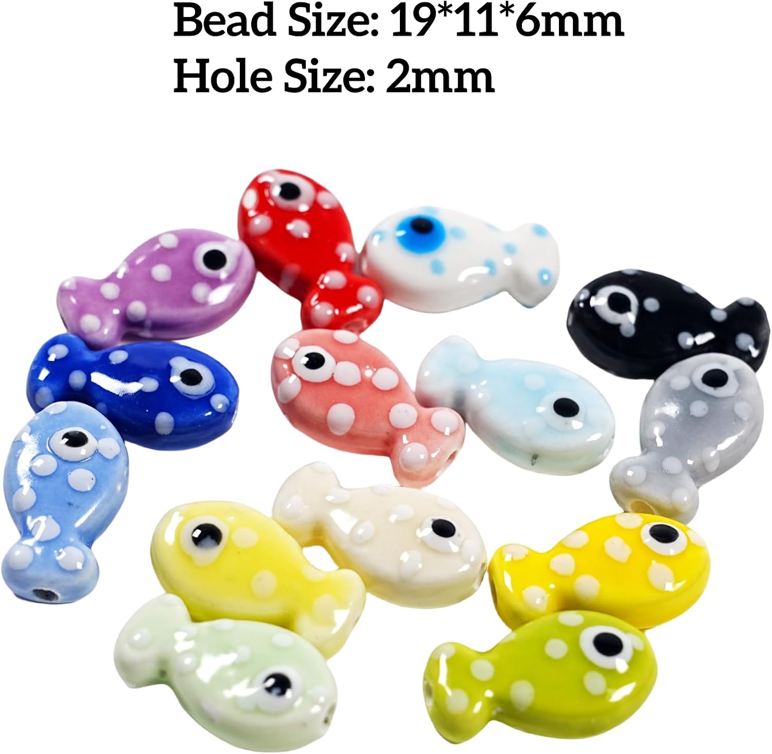 80Pcs Cute Colorful Ceramic Spot Fish Beads, Porcelain Fish Spacer Beads Ocean Animal Bead for Jewelry Making DIY Craft Necklace Bracelet