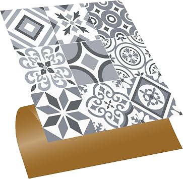 Tink Kendinden Yap kanl  Karma Geometrik 019 Desenli PVC Karo, Yap kanl  Fayans Kaplama, Fayans  kartmas , Zemin Duvar Karosu 30x30 cm 4 Adet / 0,36 m