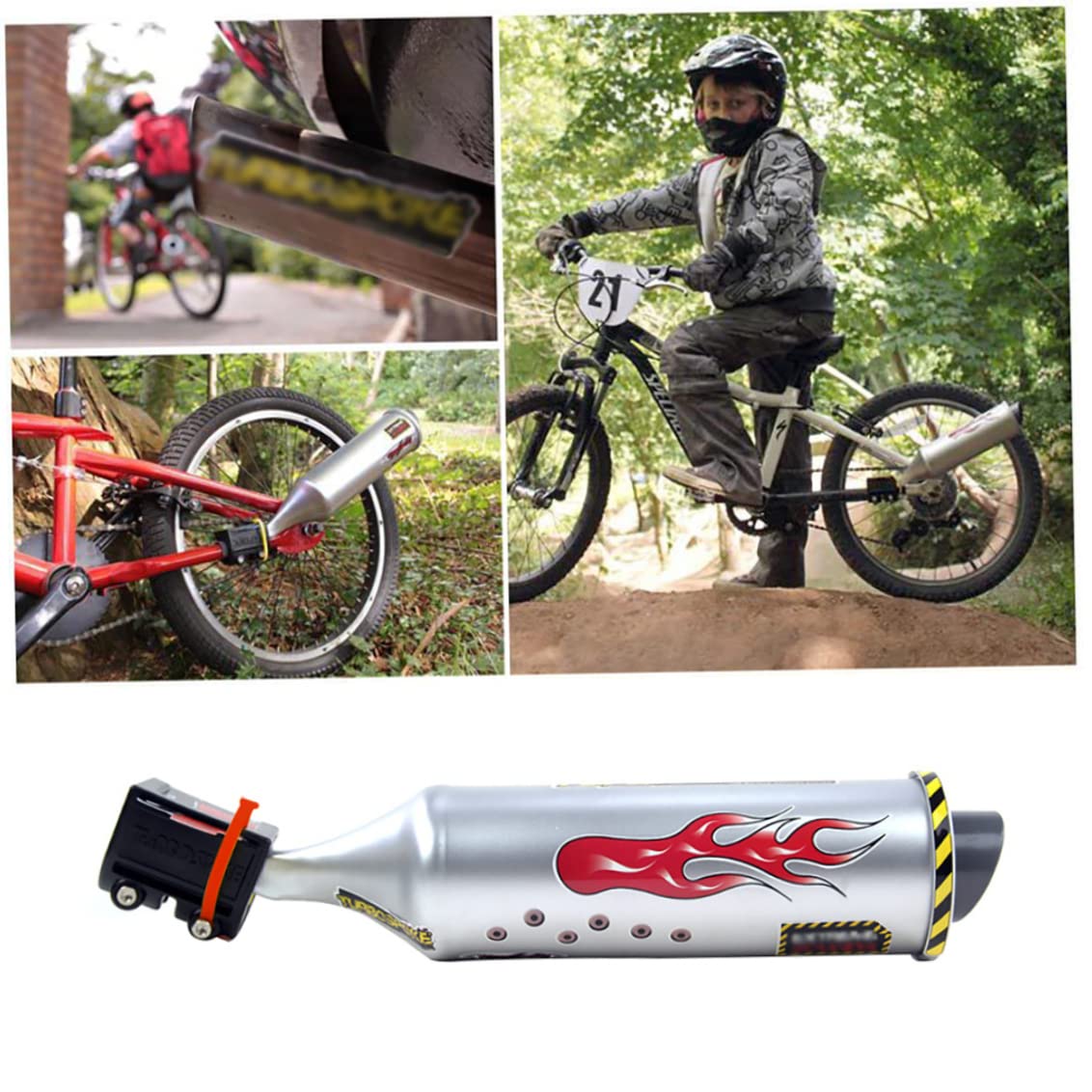 Generatore di rumore per bici Impianto audio di scarico per bici Turbina turbo per bici Tubo di scarico per moto Giocattoli con effetti sonori Accessori per biciclette Impianto audio di scarico per bi